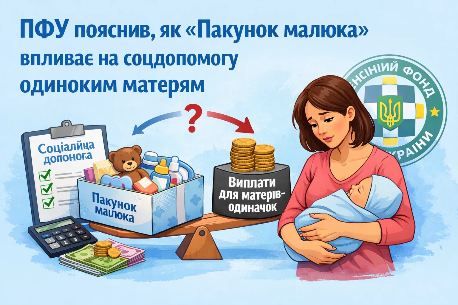ПФУ пояснив, як «пакунок малюка» впливає на соцдопомогу одиноким матерям