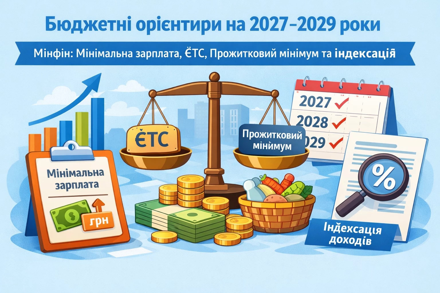 Мінфін озвучив бюджетні орієнтири на 2027–2029 роки: мінімальна зарплата, ЄТС, прожитковий мінімум та нові правила індексації