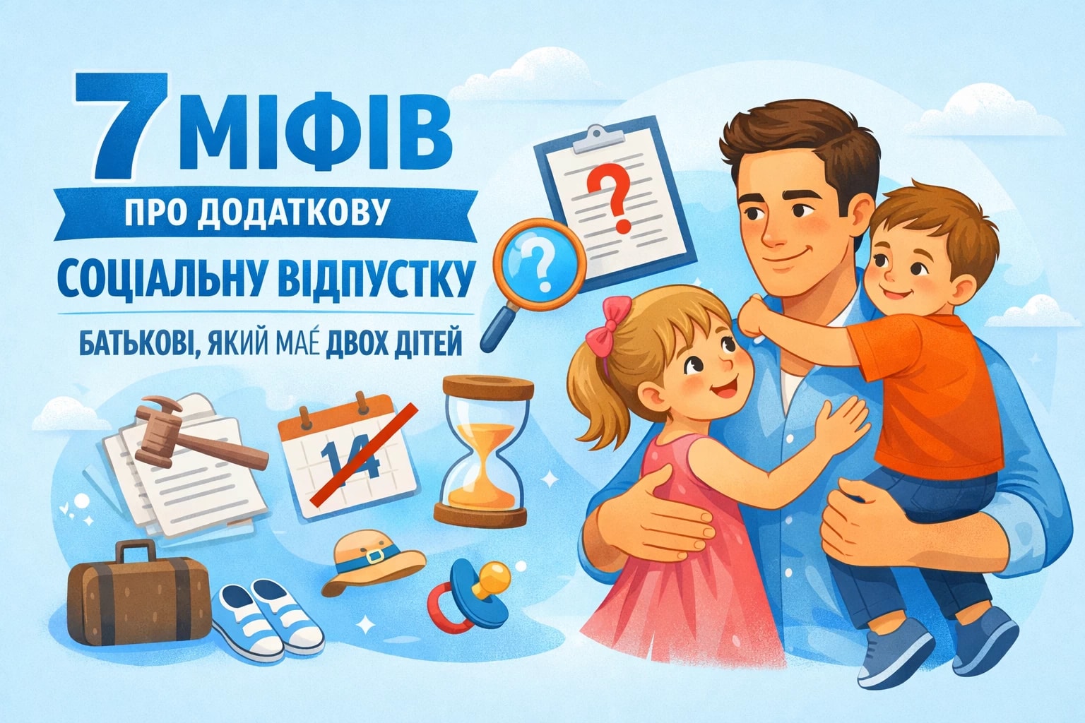 7 міфів про додаткову соціальну відпустку батькові, який має двох дітей
