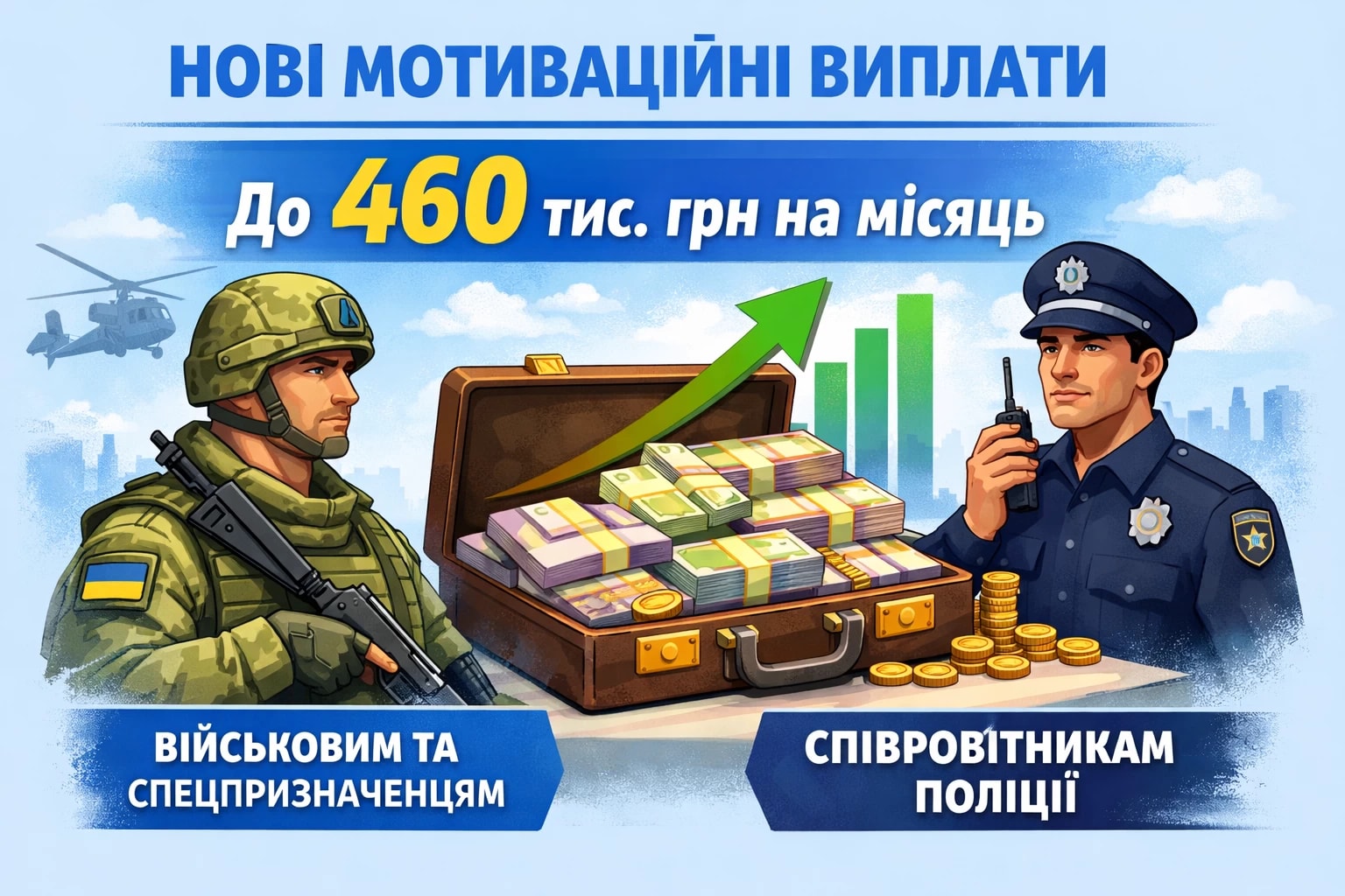 МВС затвердило порядки нових мотиваційних виплат: окремі військовослужбовці та поліцейські зможуть отримувати до 460 тис. грн на місяць