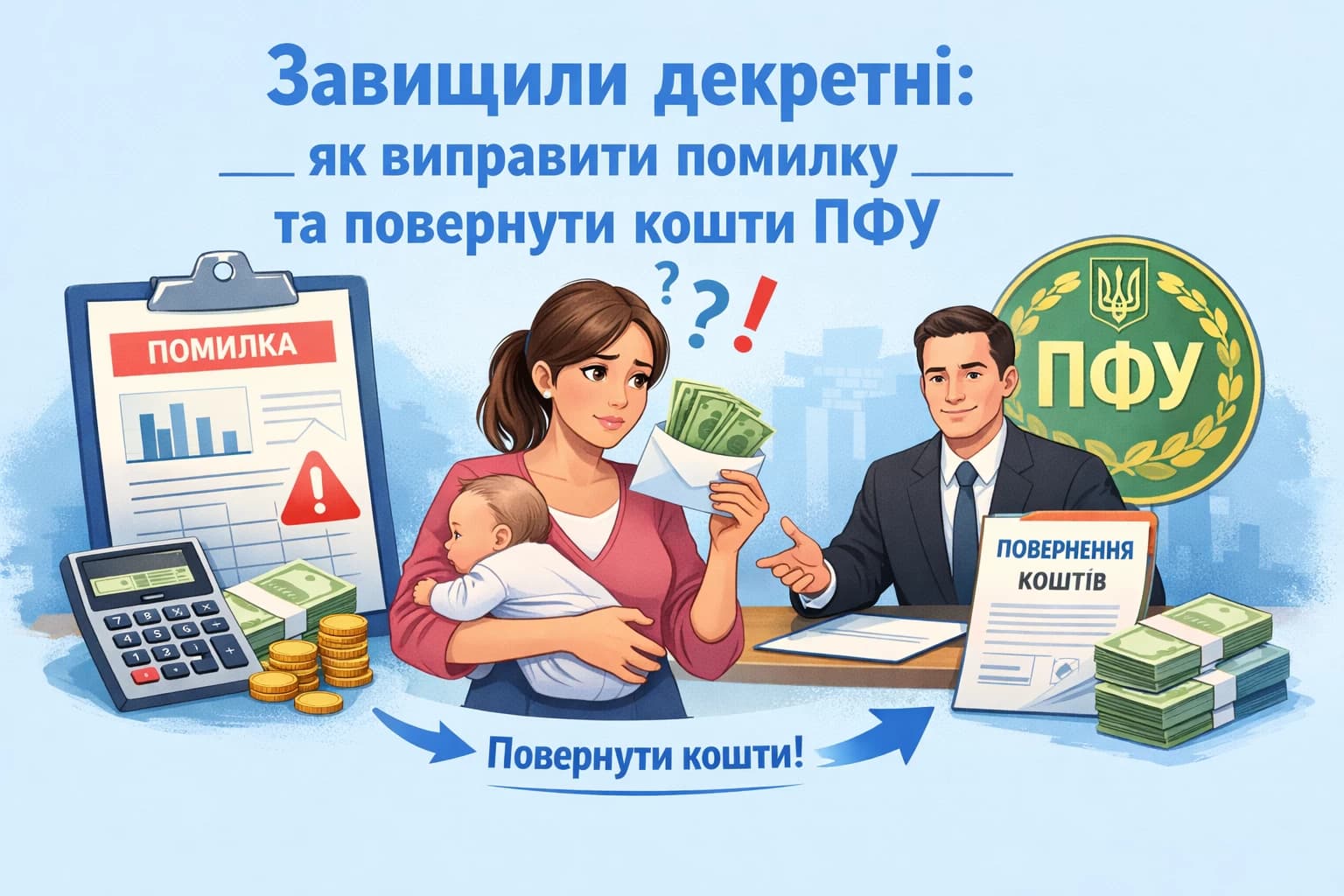 Завищили декретні: як виправити помилку та повернути кошти ПФУ