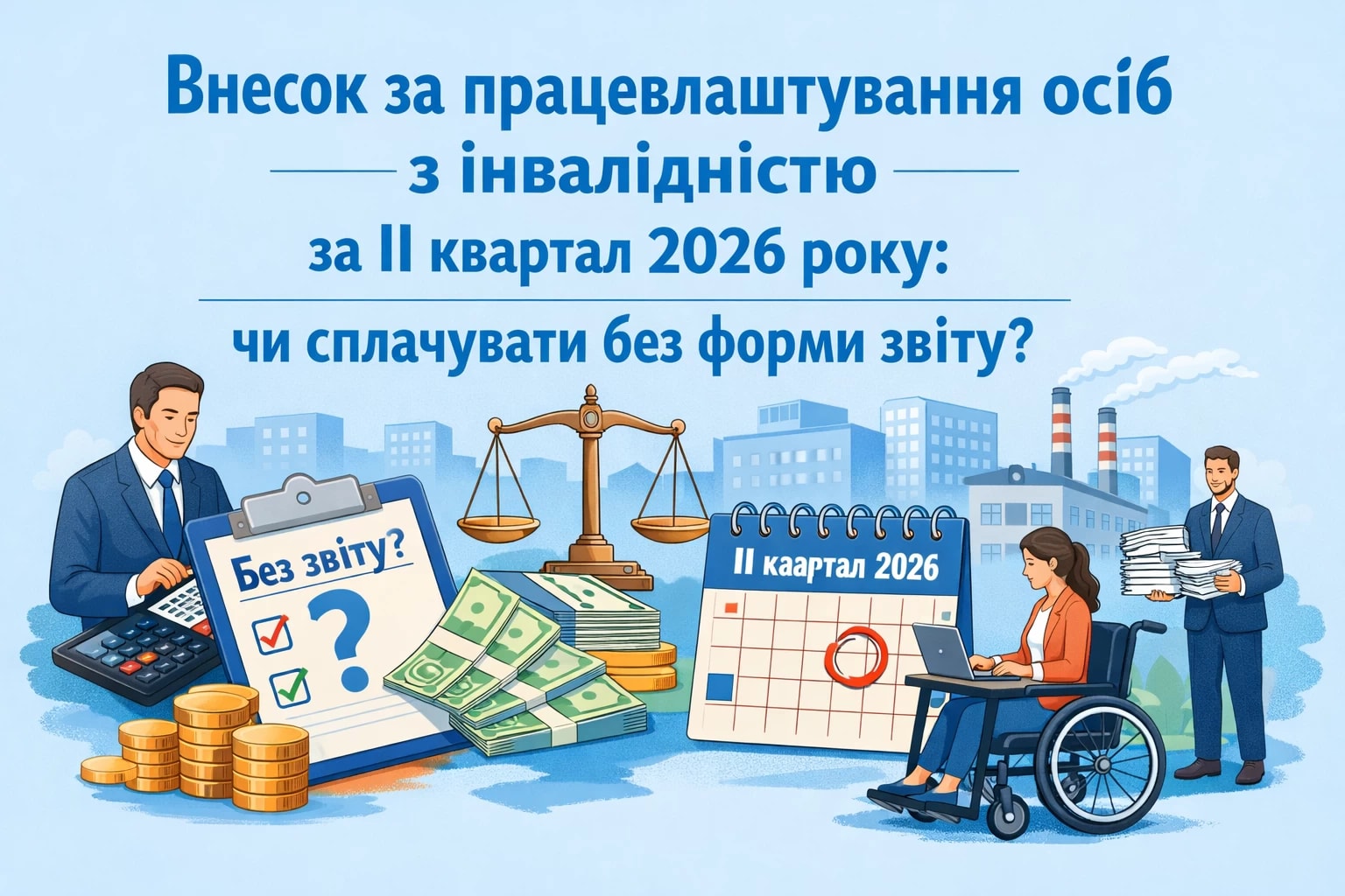 Внесок за працевлаштування осіб з інвалідністю за ІІ квартал 2026 року: чи сплачувати без форми звіту