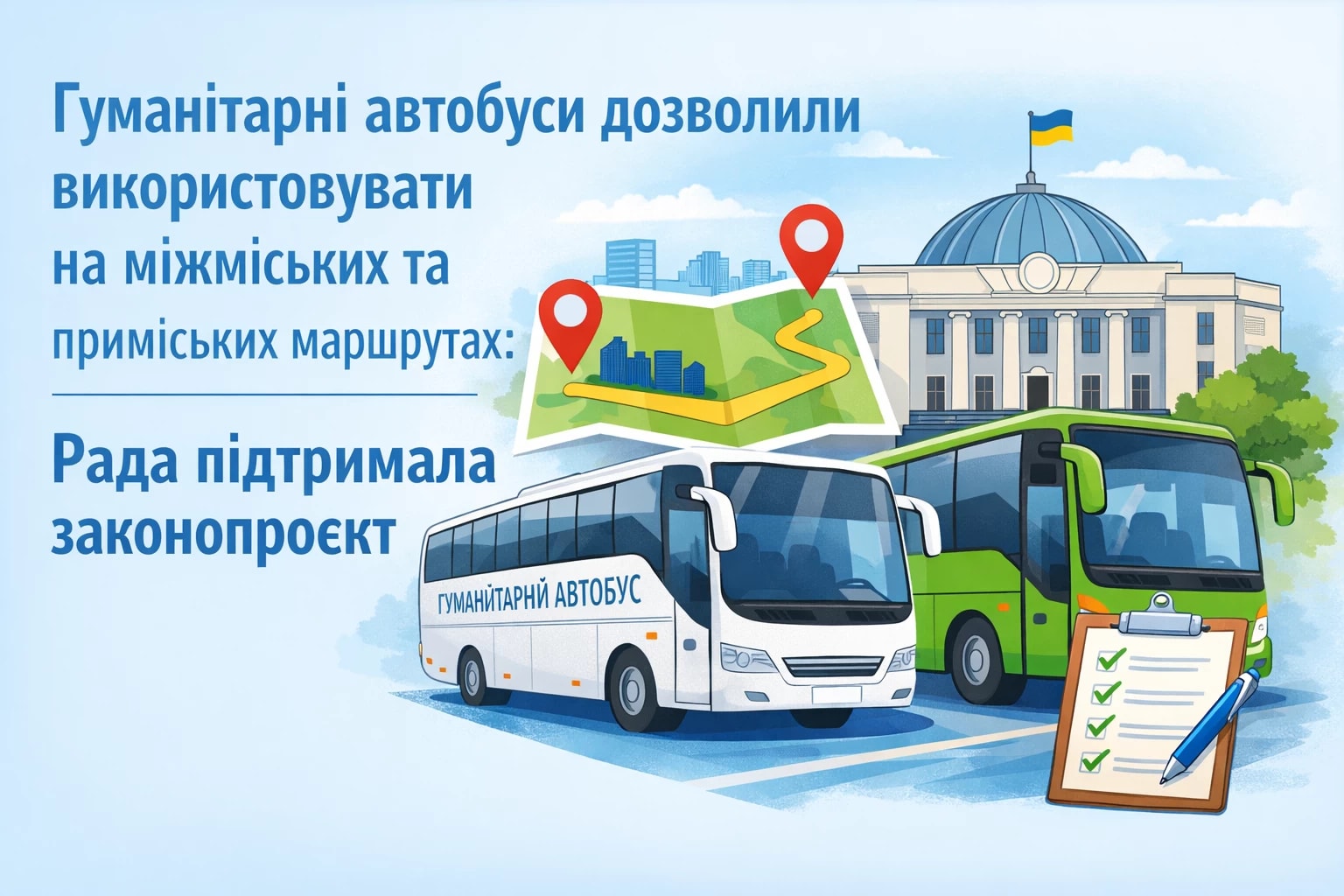 Гуманітарні автобуси дозволять використовувати на міжміських та приміських маршрутах: Рада підтримала законопроєкт