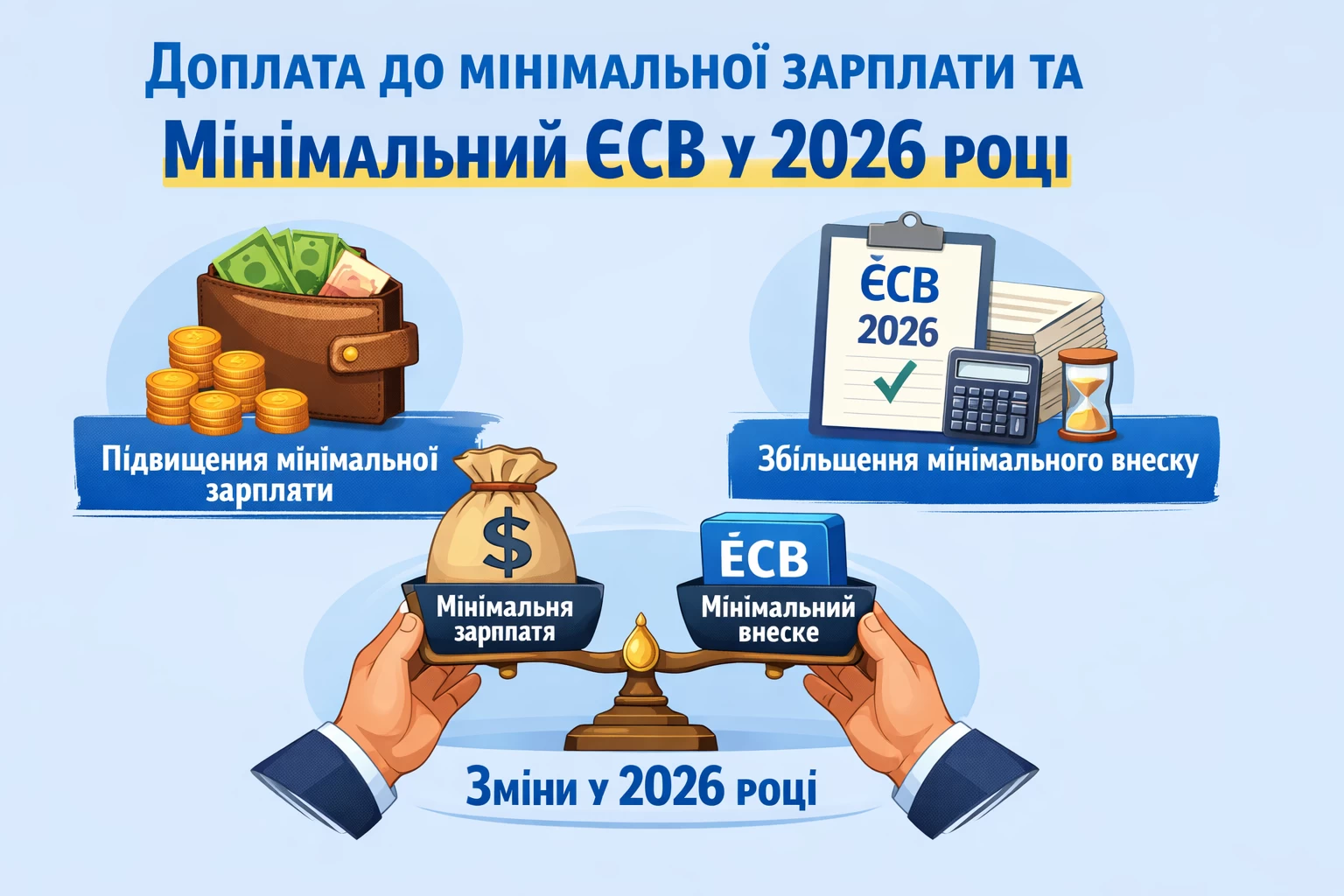 Доплата до мінімальної зарплати та мінімальний ЄСВ у 2026 році