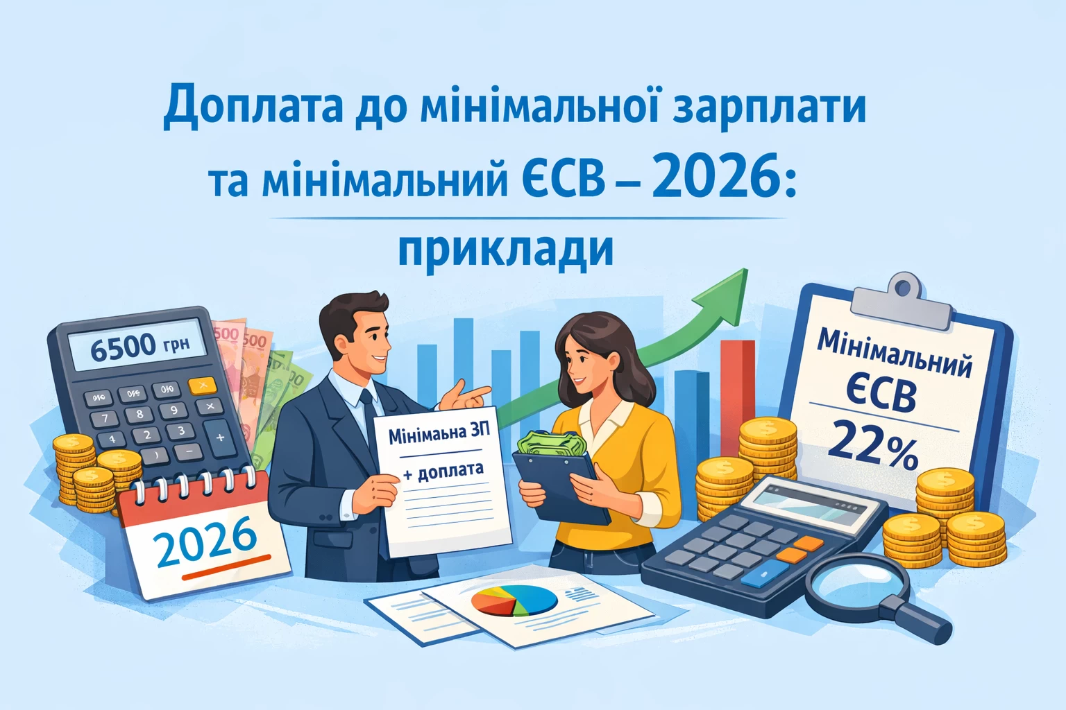 Доплата до мінімальної зарплати та мінімальний ЄСВ – 2026: приклади