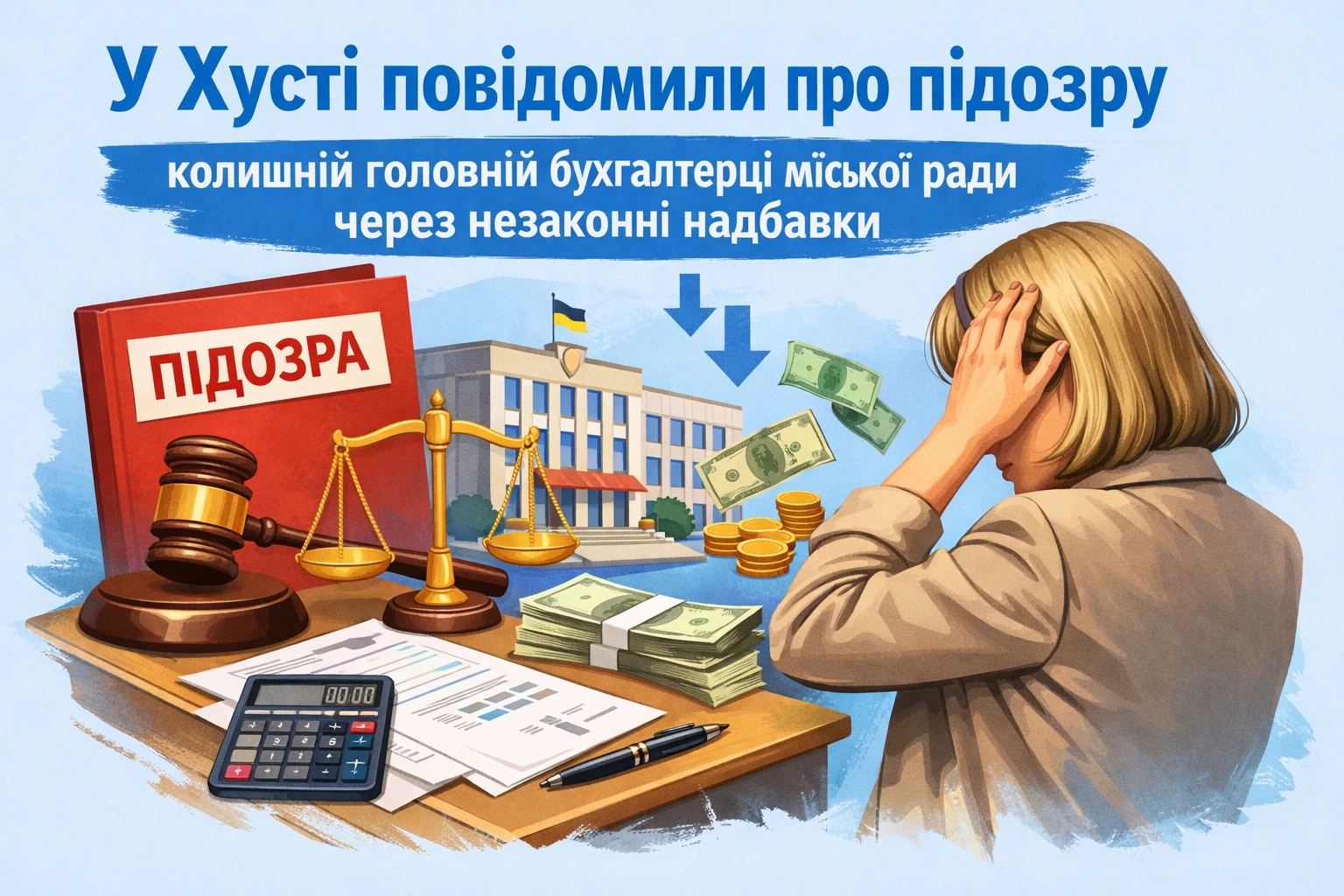 У Хусті повідомили про підозру колишній головній бухгалтерці міської ради через незаконні надбавки
