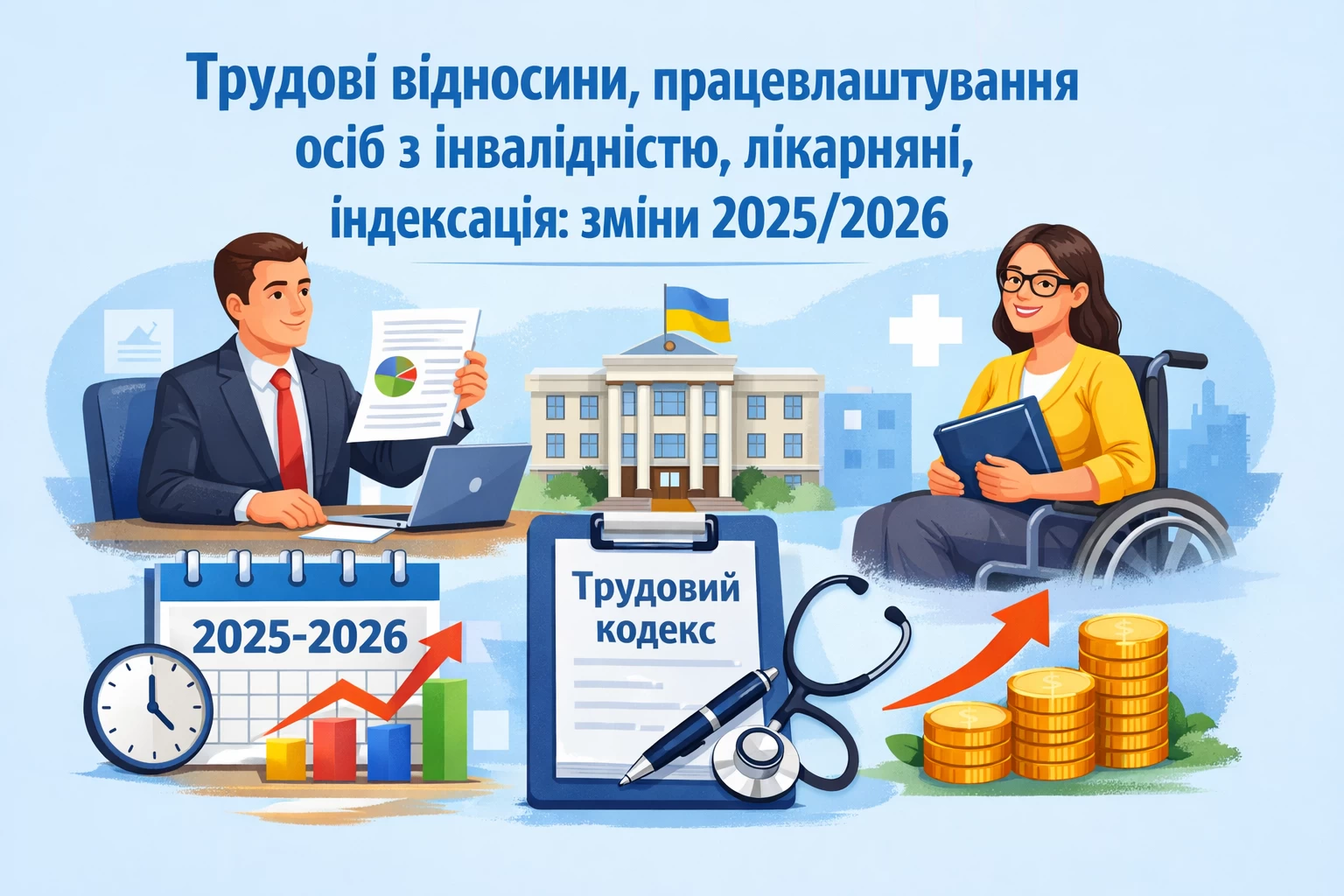 Трудові відносини, працевлаштування осіб з інвалідністю, лікарняні, індексація: зміни 2025/2026