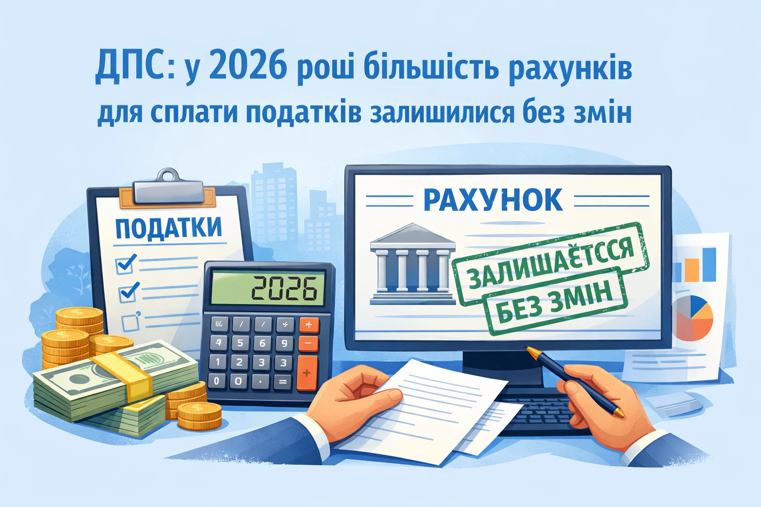 ДПС: у 2026 році більшість рахунків для сплати податків залишилися без змін