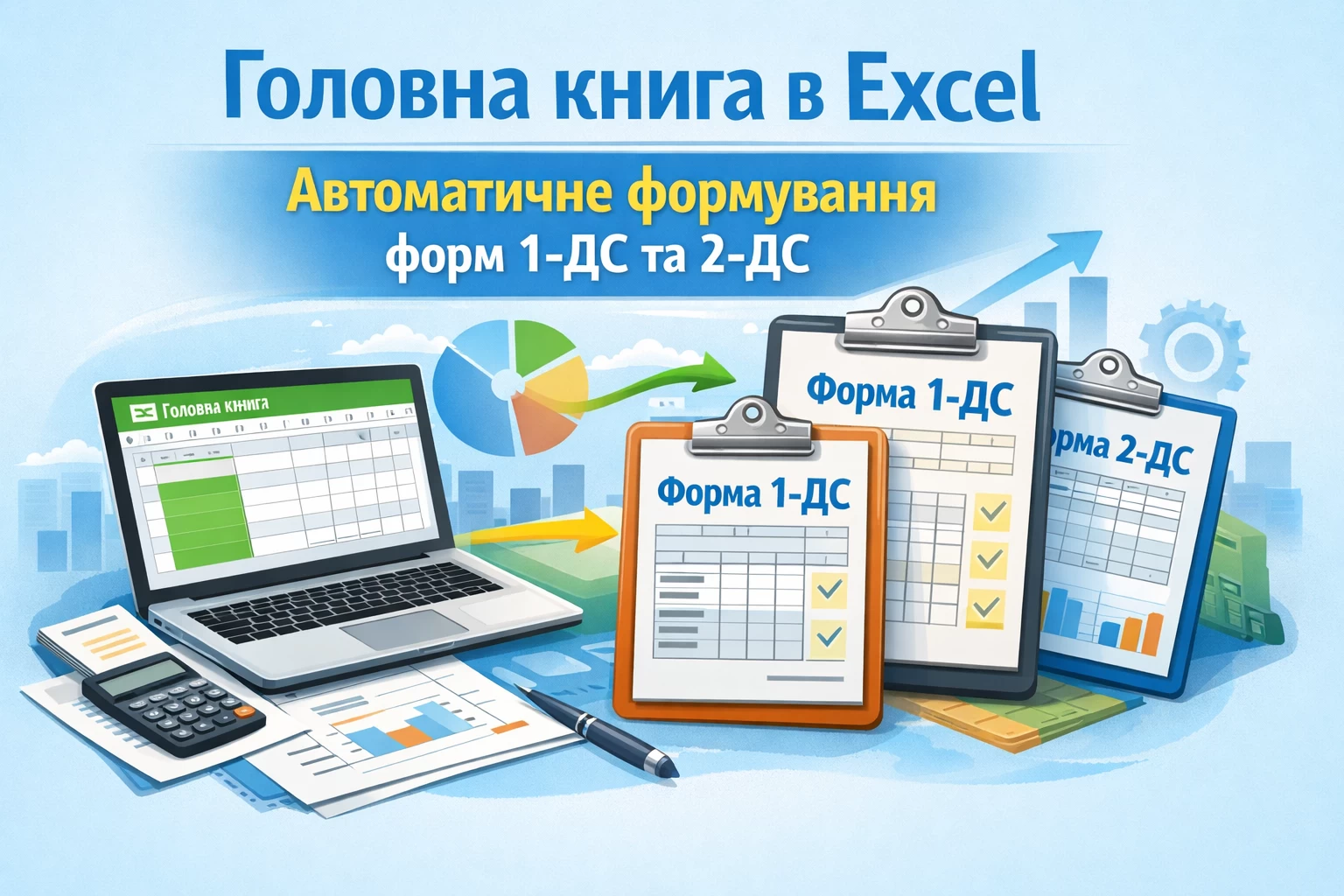 Головна книга в екселі з автоматичним створенням форм 1-дс та 2-дс