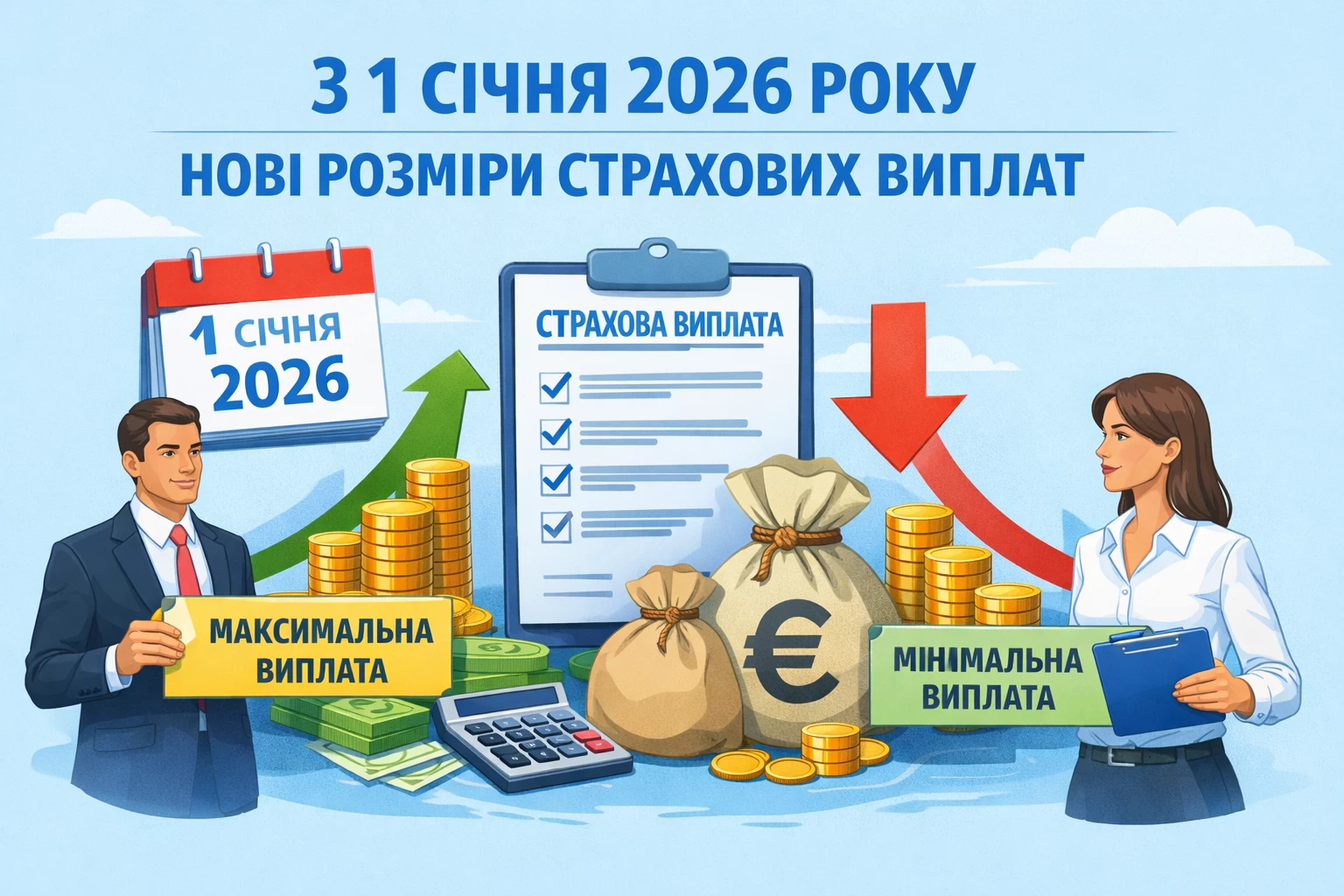З 1 січня 2026 року змінився мінімальний та максимальний розмір щомісячної страхової виплати