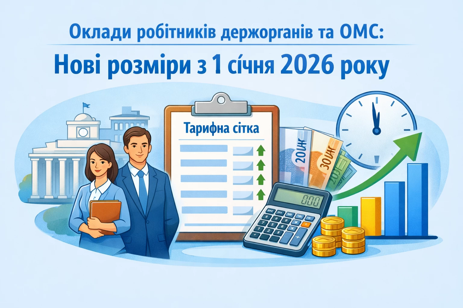 Оклади робітників держорганів та ОМС: нові розміри з 1 січня 2026 року