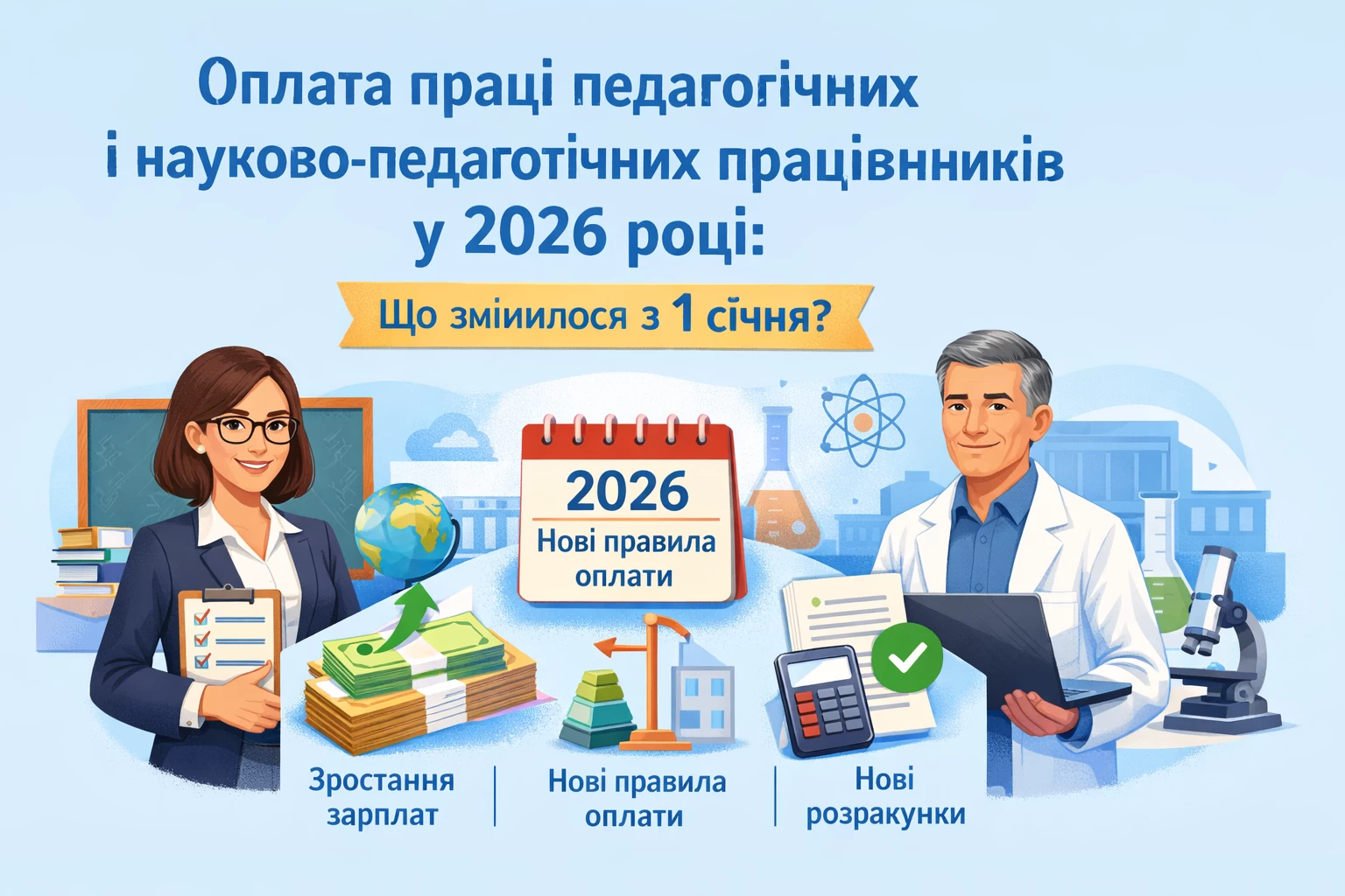 Оплата праці педагогічних і науково-педагогічних працівників у 2026 році: що змінилося з 1 січня