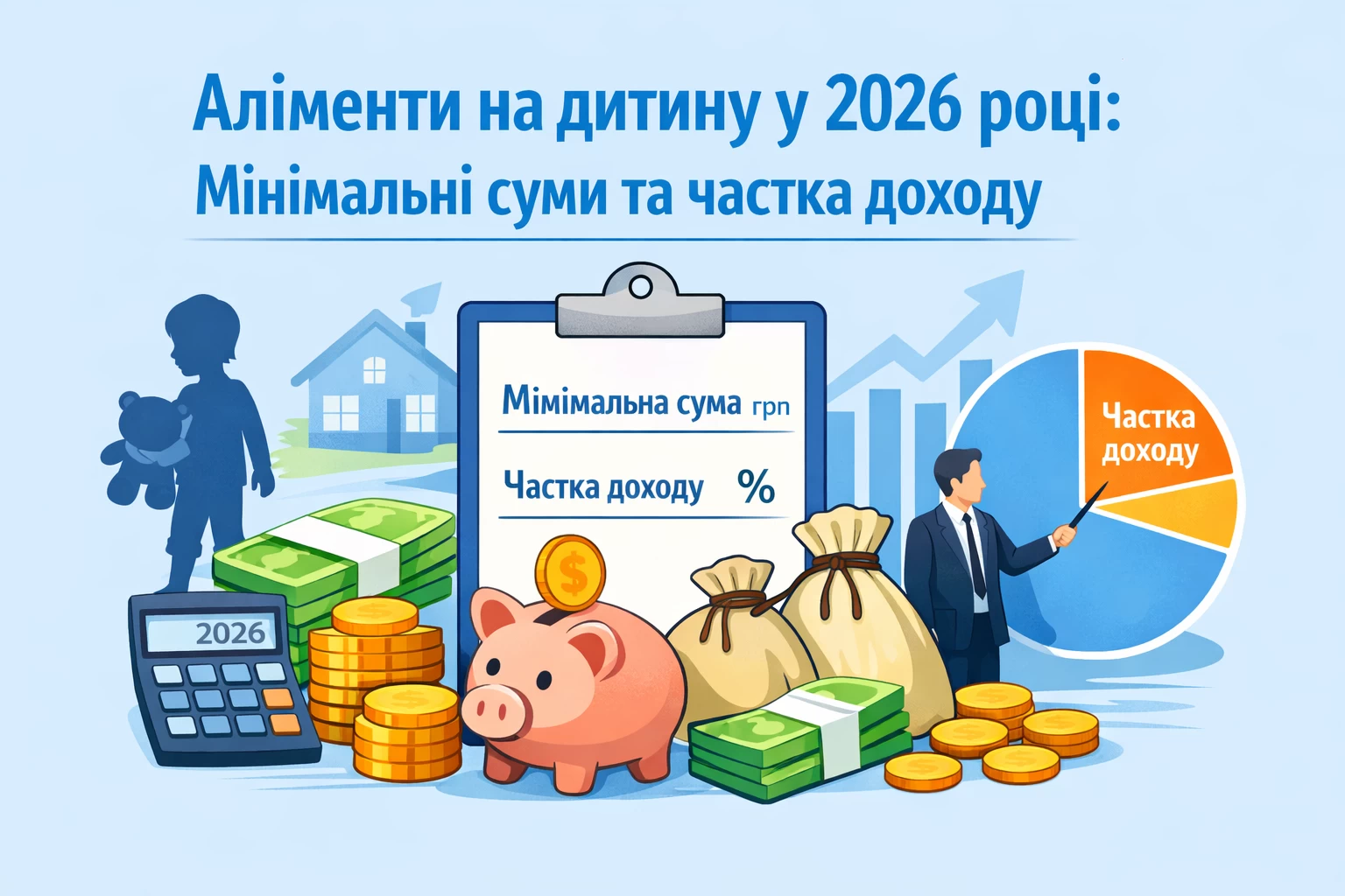 Аліменти на дитину у 2026 році: мінімальні суми та частка доходу