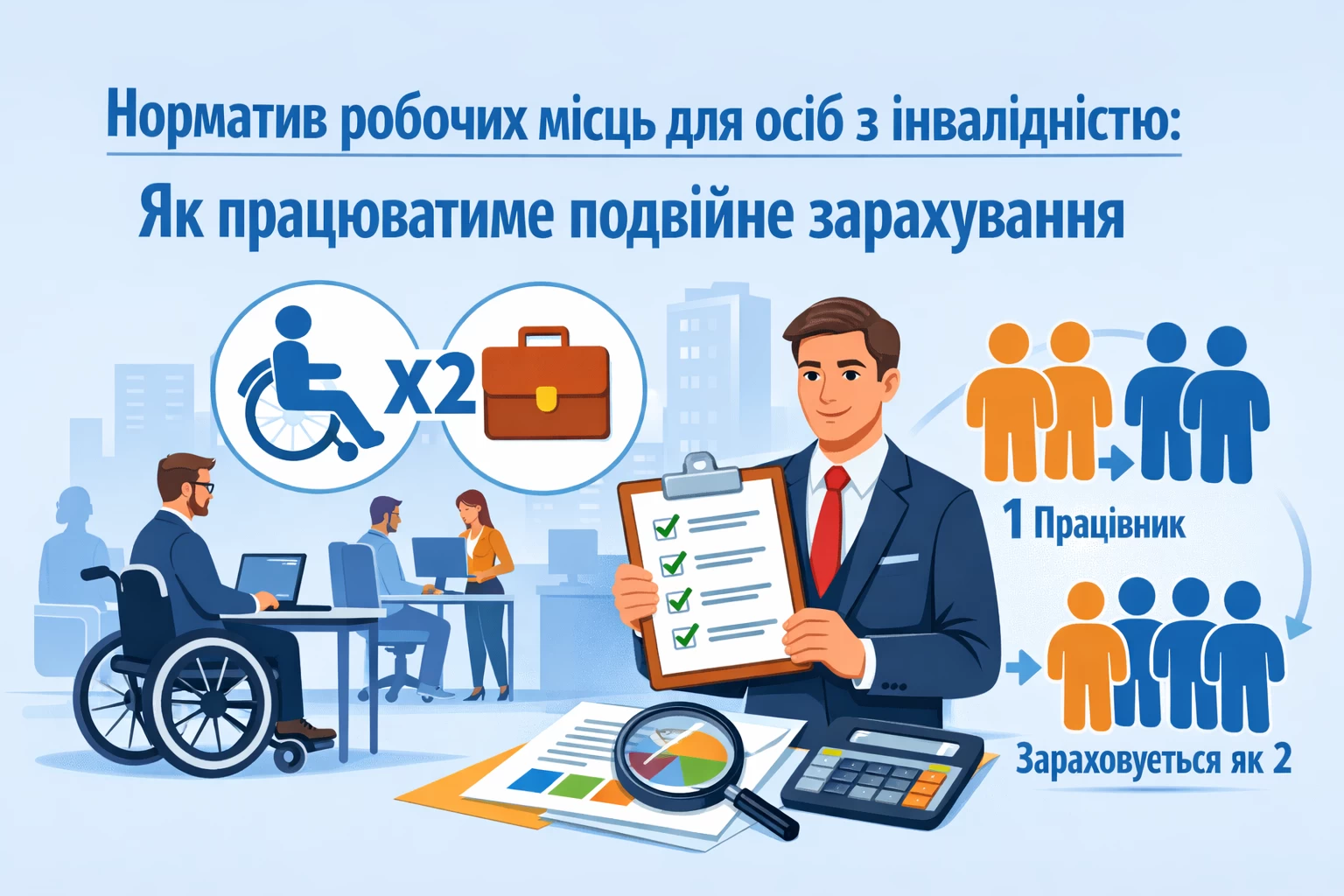 Норматив робочих місць для осіб з інвалідністю: як працюватиме подвійне зарахування