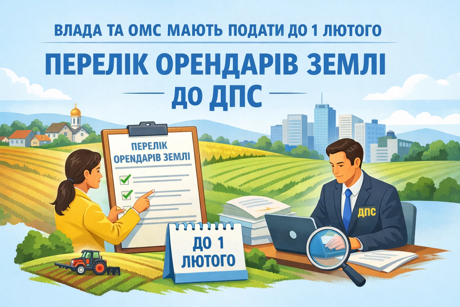 Органи влади та місцевого самоврядування повинні до 1 лютого подати до ДПС переліки орендарів землі