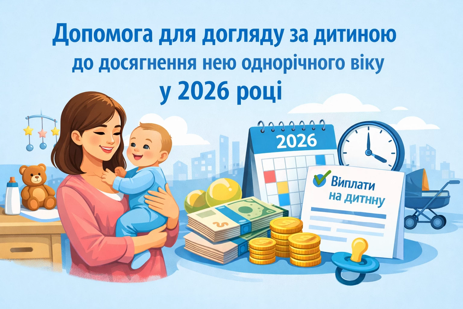 Допомога для догляду за дитиною до досягнення нею однорічного віку у 2026 році