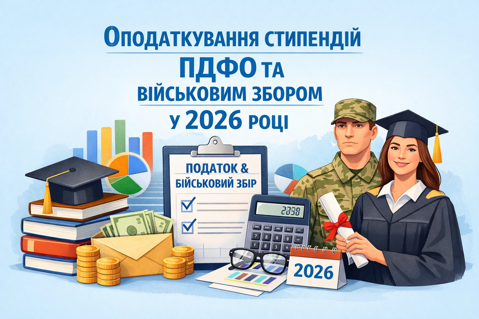 Особливості оподаткування ПДФО та військовим збором сум стипендій у 2026 році