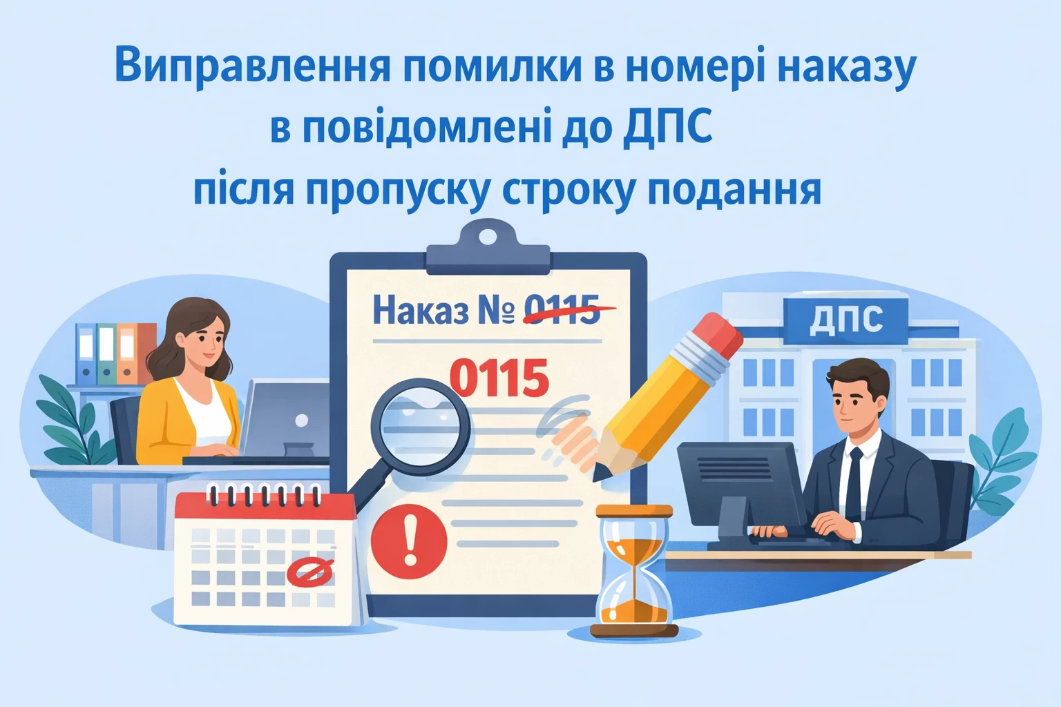 Як виправити помилку в номері наказу в повідомлені про прийняття працівника в ДПС після закінчення терміну його подання?