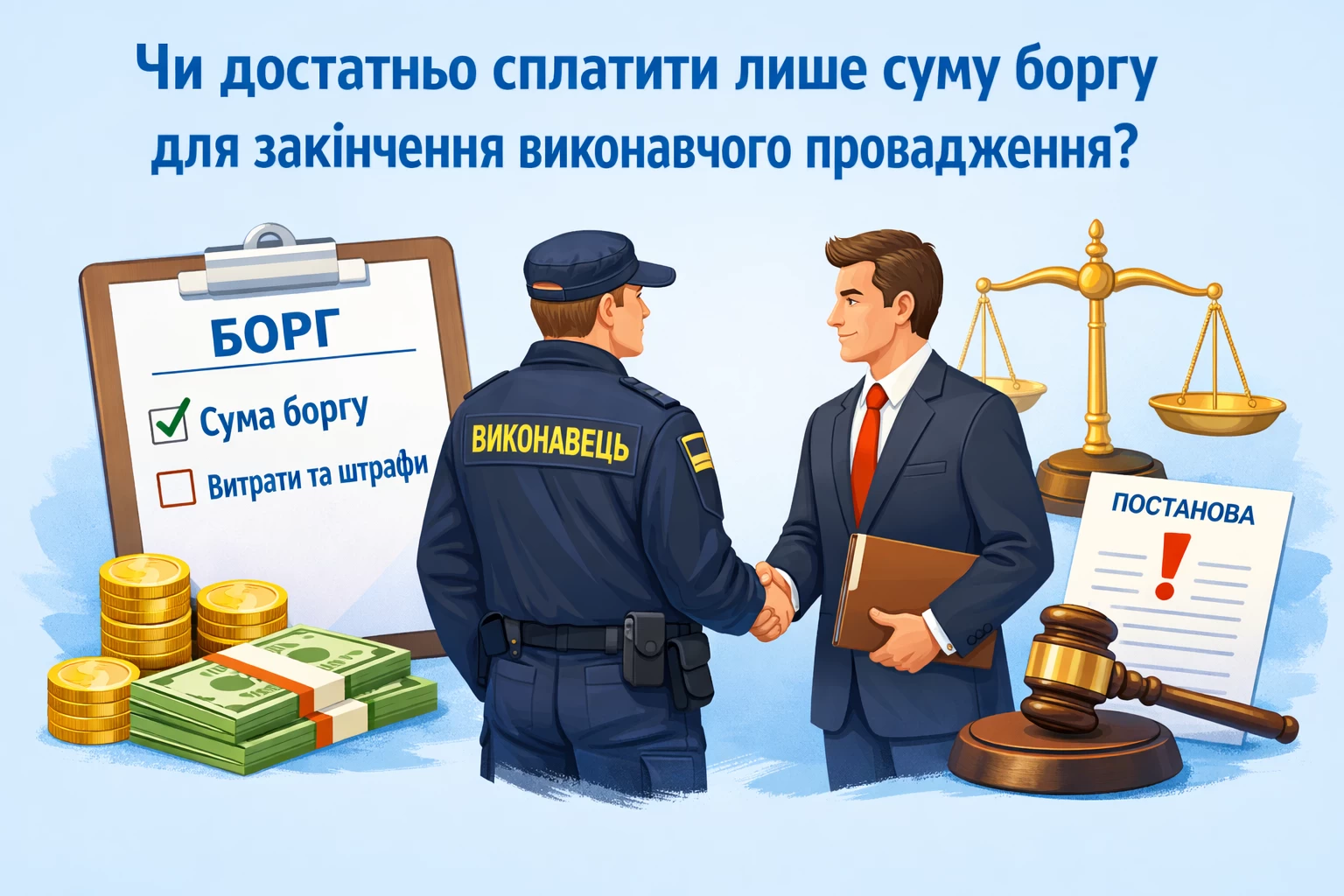 Чи достатньо сплатити лише суму боргу для закінчення виконавчого провадження