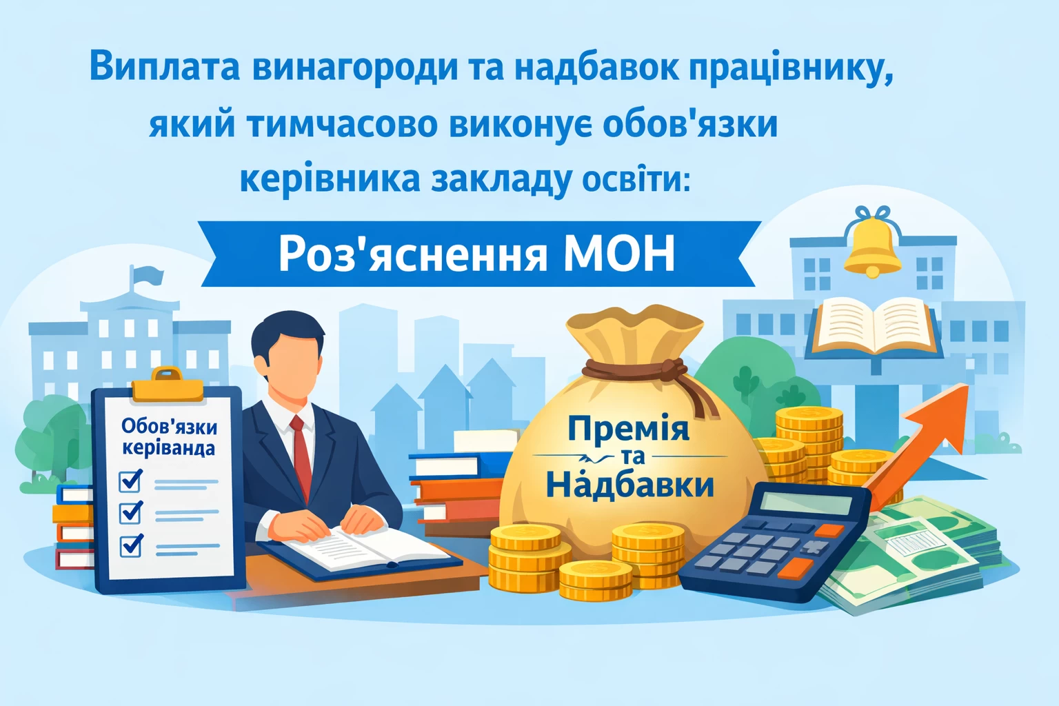 Виплата грошової винагороди та надбавок працівнику, який тимчасово виконує обов’язки керівника закладу освіти: роз’яснення МОН