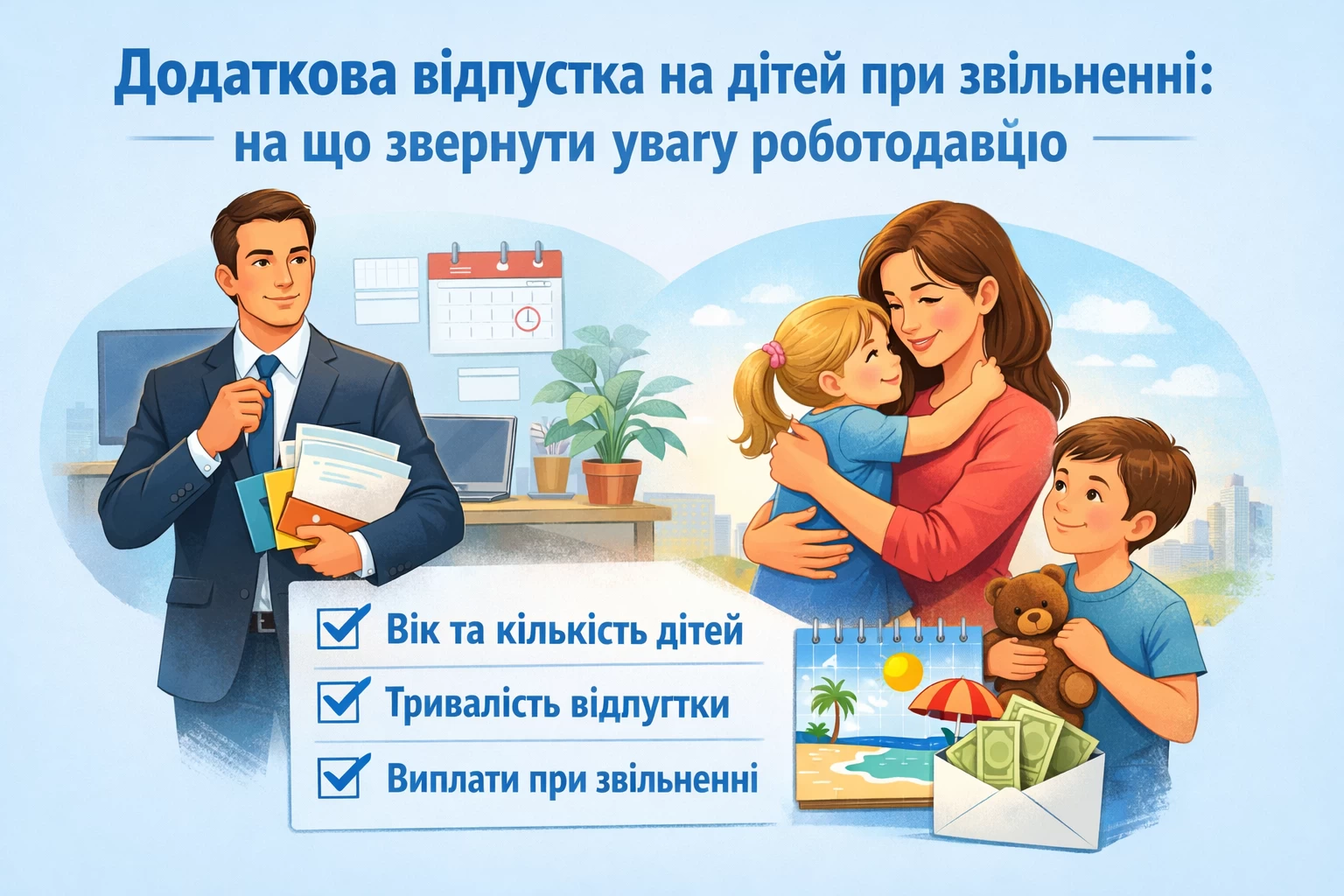 Додаткова відпустка на дітей при звільненні: на що звернути увагу роботодавцю