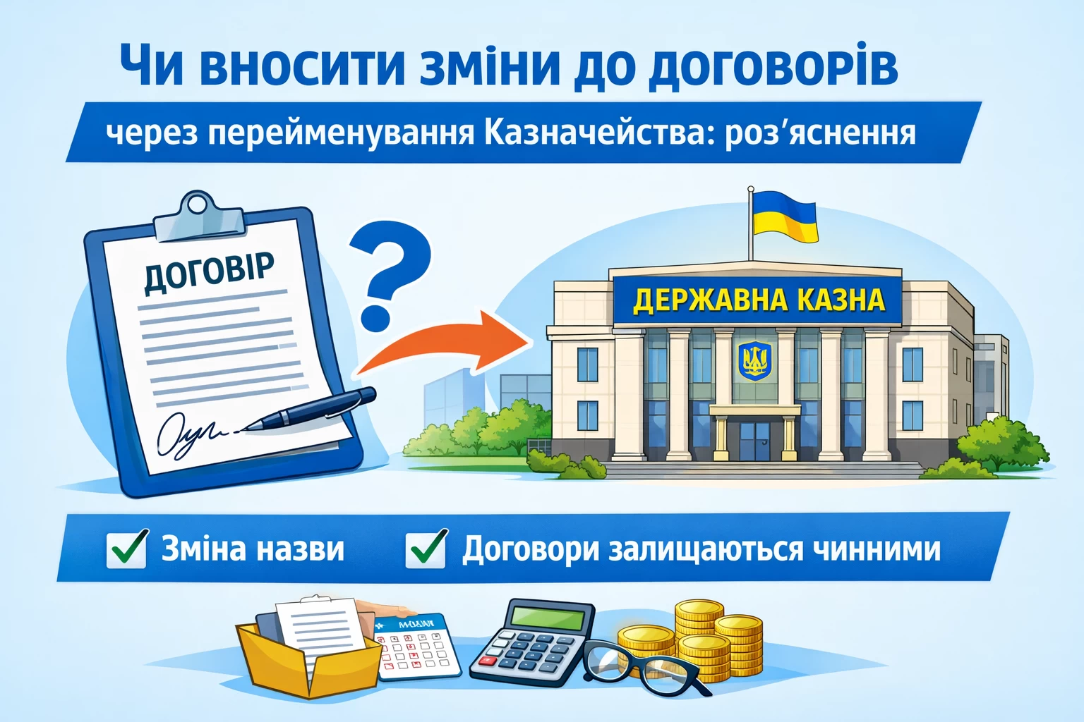 Чи потрібно вносити зміни до договорів через зміну назви Казначейства: роз’яснення