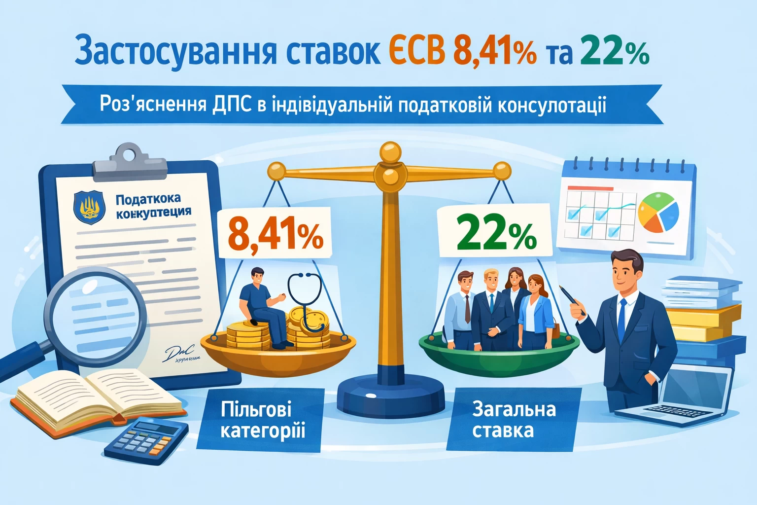 Застосування ставок ЄСВ 8,41% та 22%: роз’яснення ДПС в індивідуальній податковій консультації