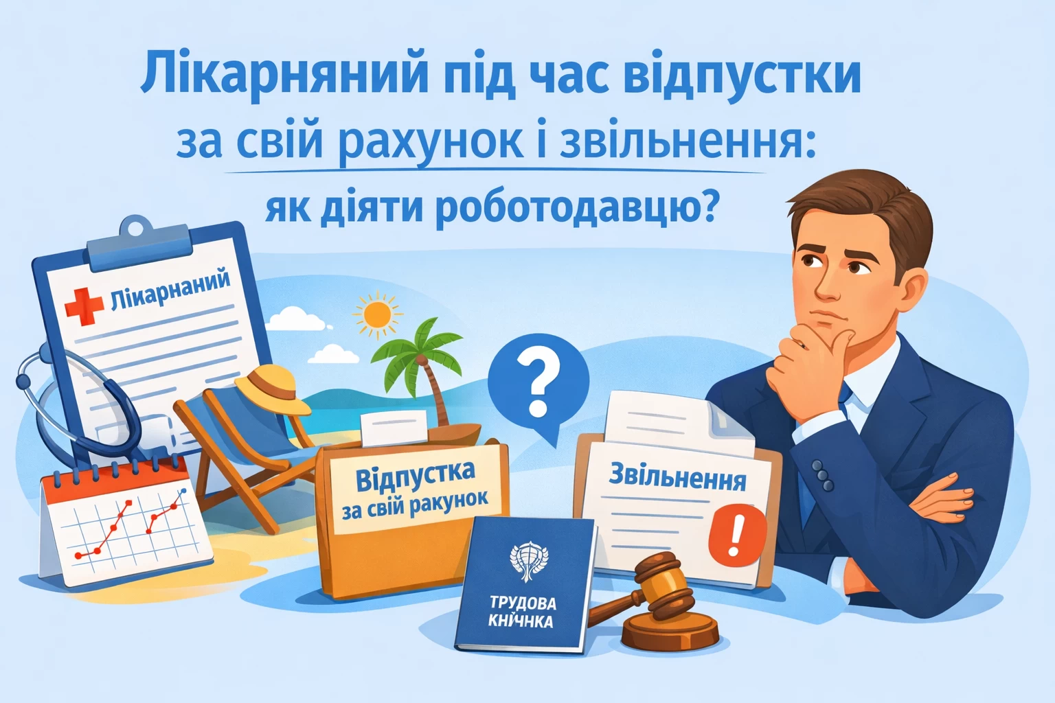 Лікарняний під час відпустки за свій рахунок і звільнення: як діяти роботодавцю?