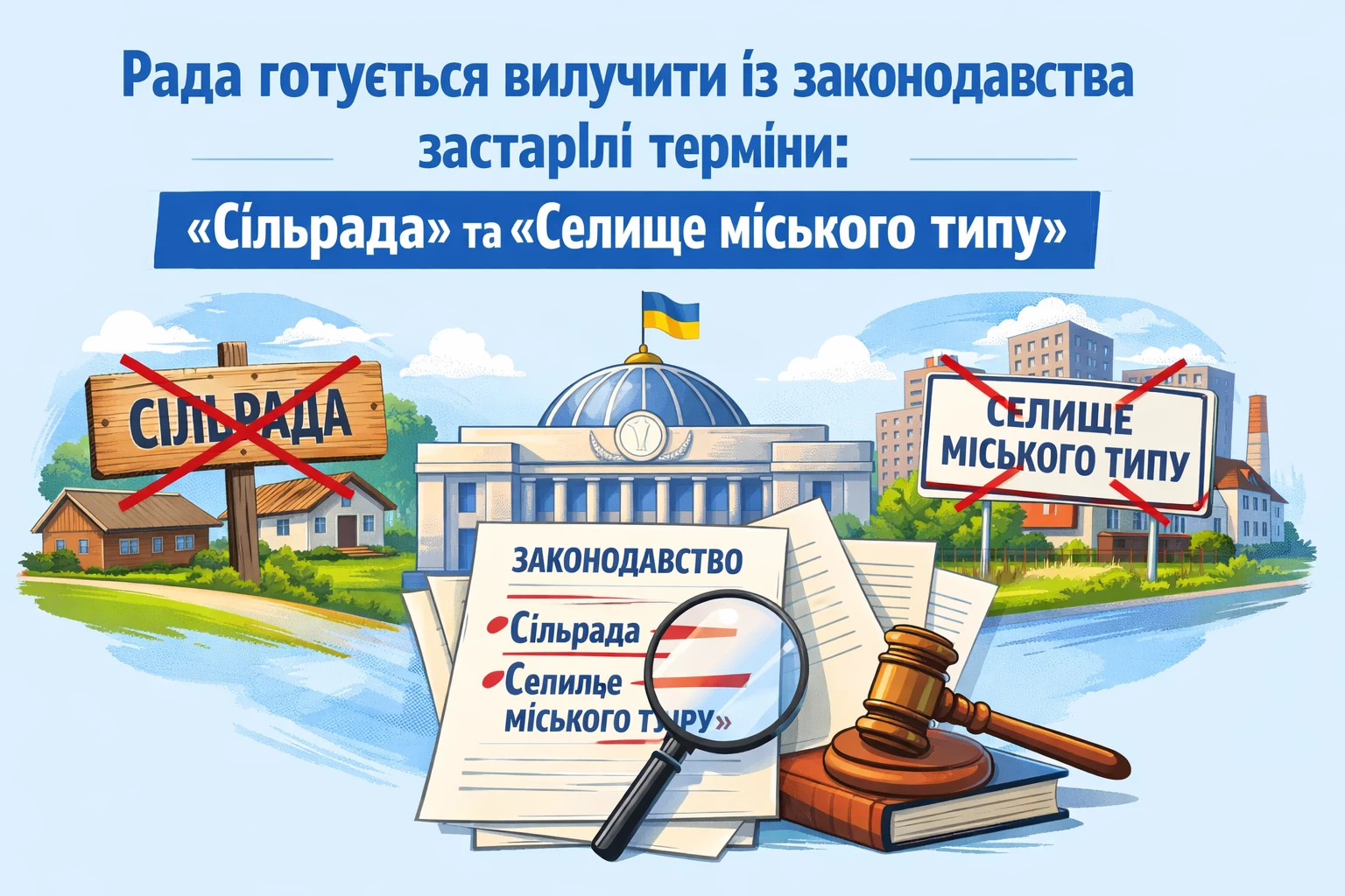 Рада готується вилучити з законодавства застарілі терміни «сільрада» та «селище міського типу»