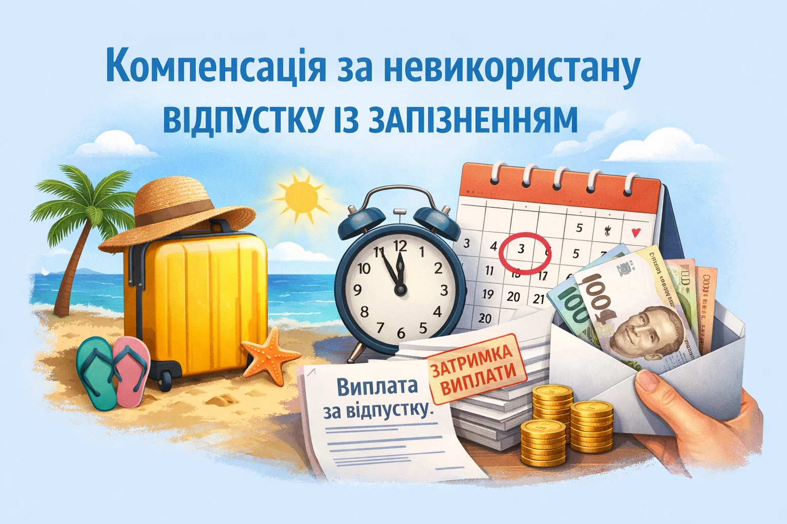 Компенсація за невикористану відпустку із запізненням