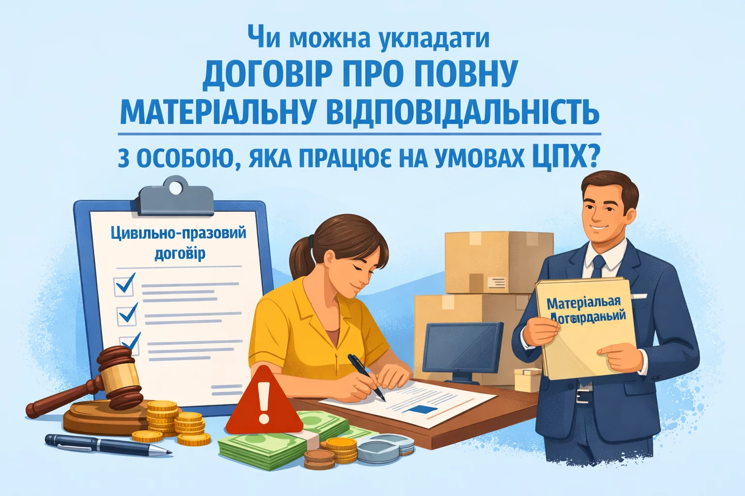 Чи можна укладати договір про повну матеріальну відповідальність з особою, яка працює на умовах ЦПХ?