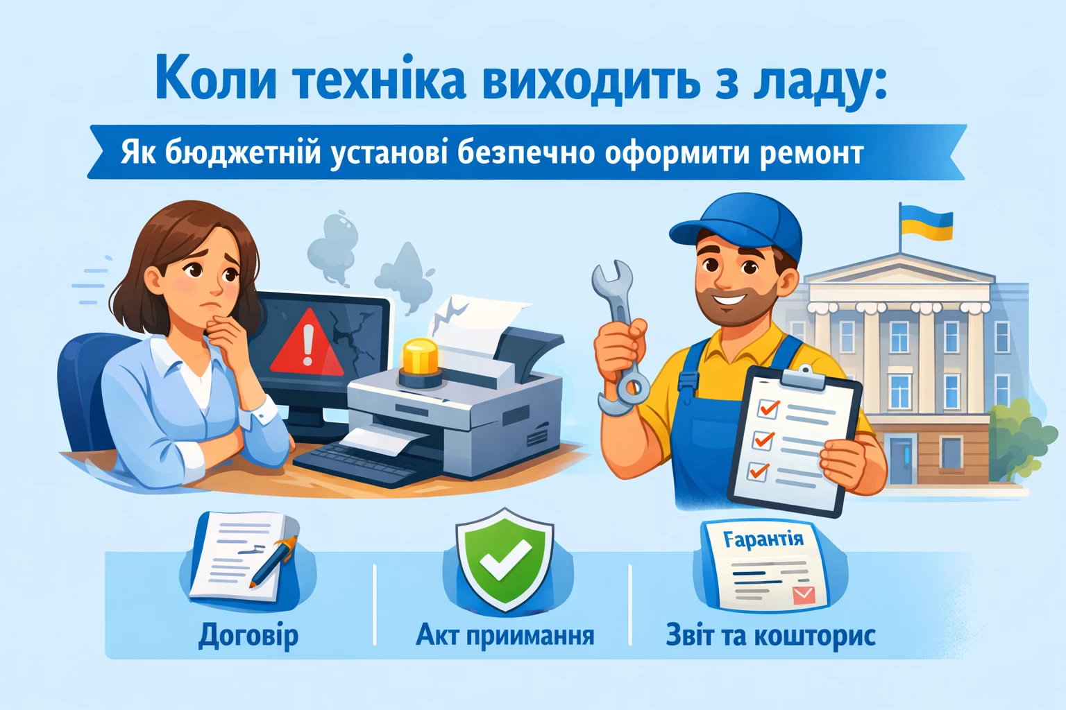Коли техніка виходить з ладу: як бюджетній установі безпечно оформити ремонт