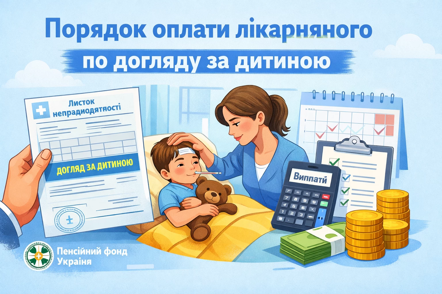 ПФУ роз’яснив порядок оплати листка непрацездатності по догляду за дитиною