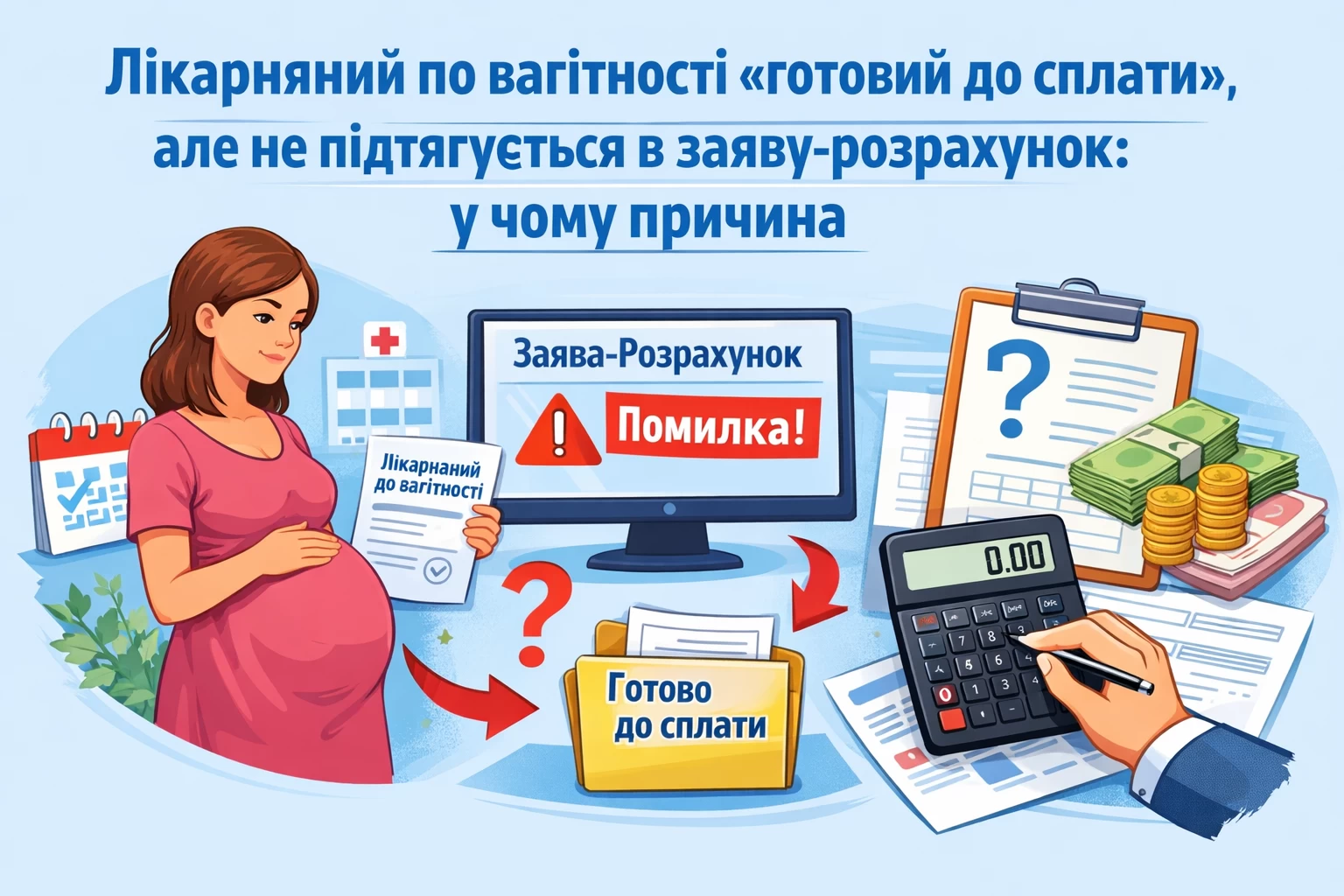 Лікарняний по вагітності «готовий до сплати», але не підтягується в заяву-розрахунок: у чому причина