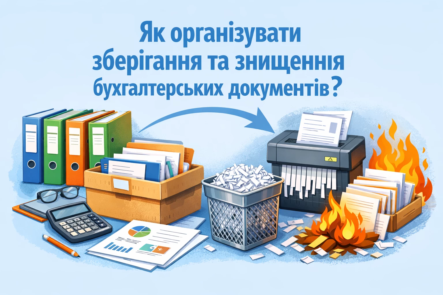 Як організувати зберігання та знищення бухгалтерських документів?