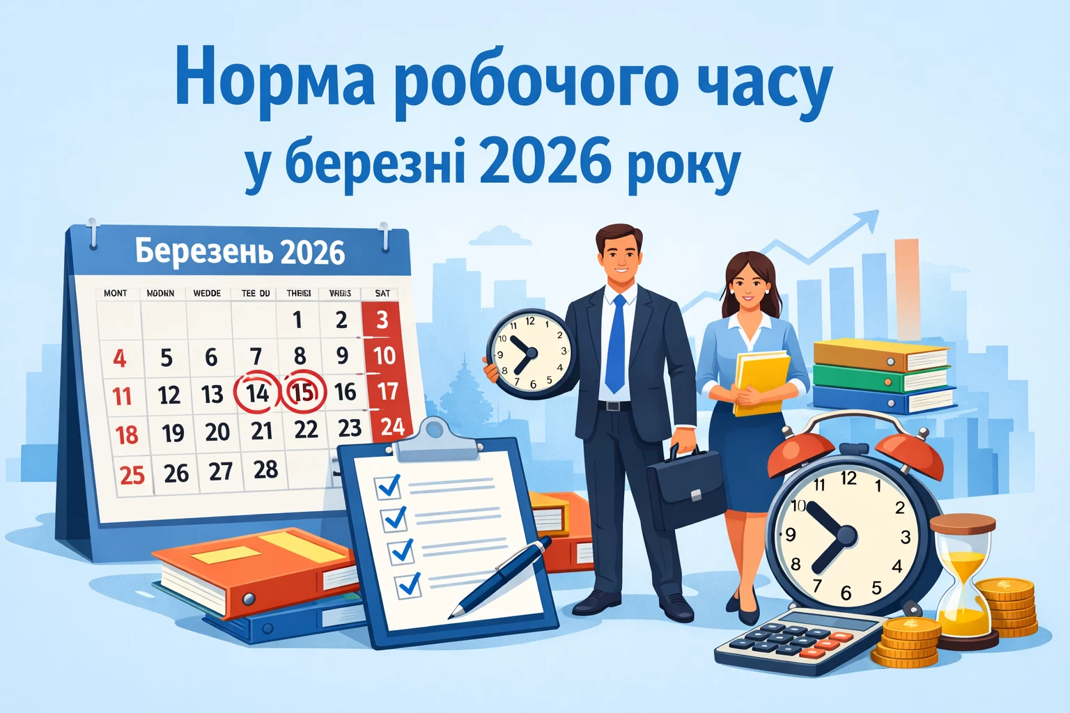 Норма робочого часу у березні 2026 року