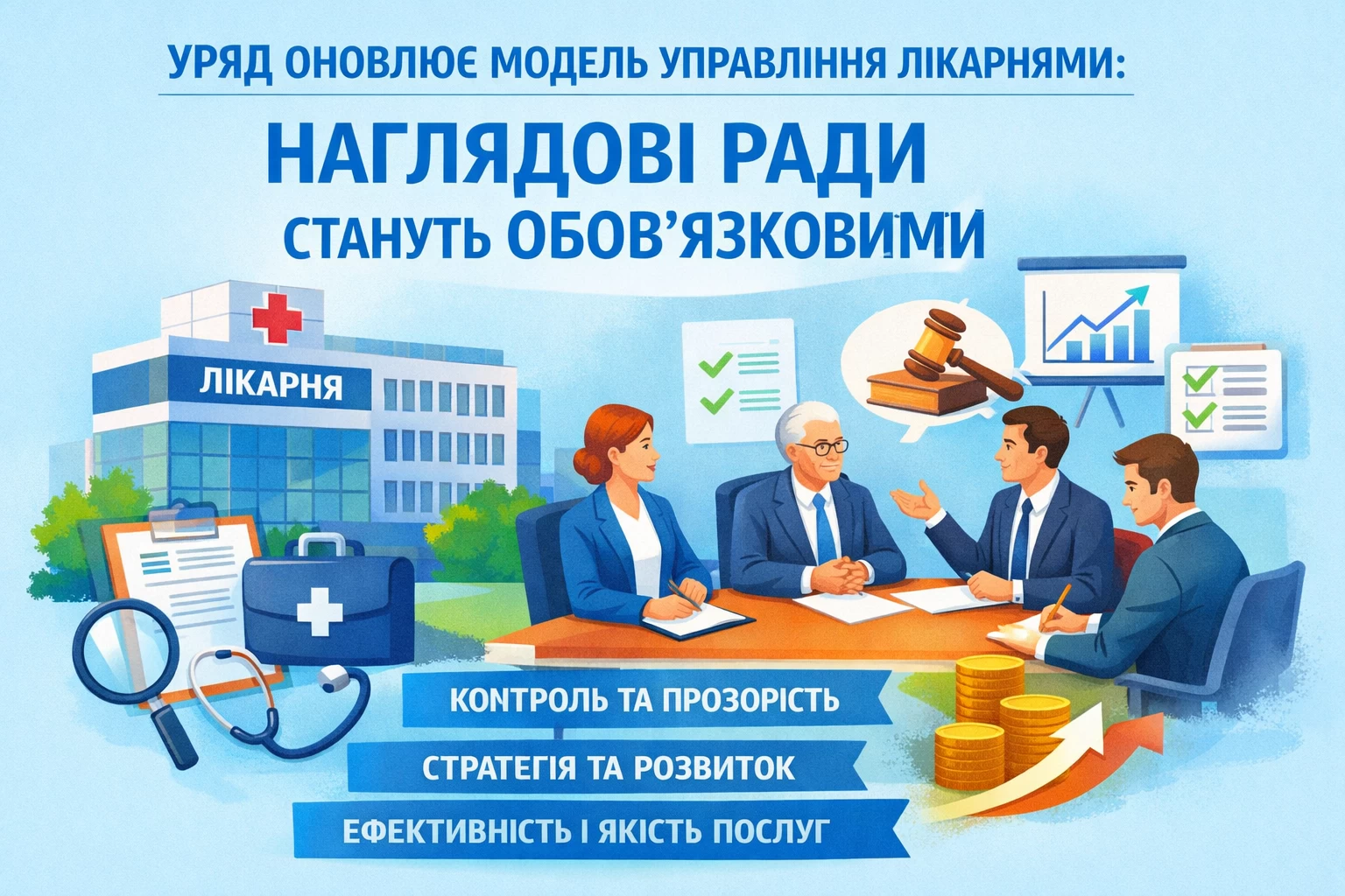 Уряд оновлює модель управління лікарнями: наглядові ради стануть обов’язковими