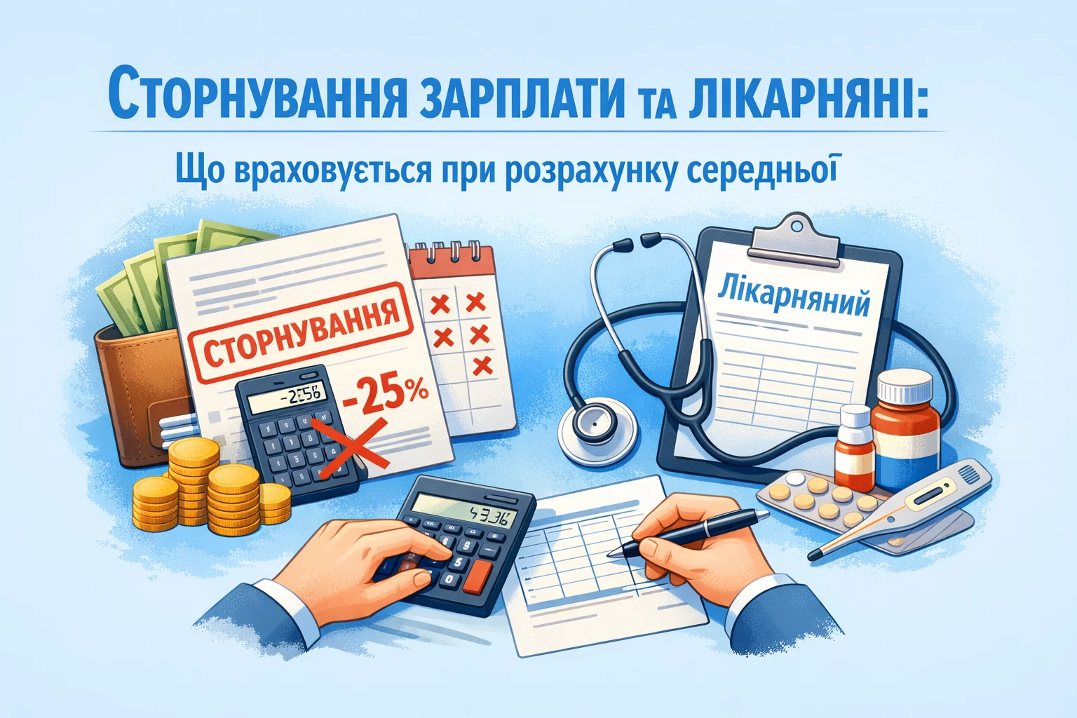 Сторнування зарплати та лікарняні: що враховується при розрахунку середньої