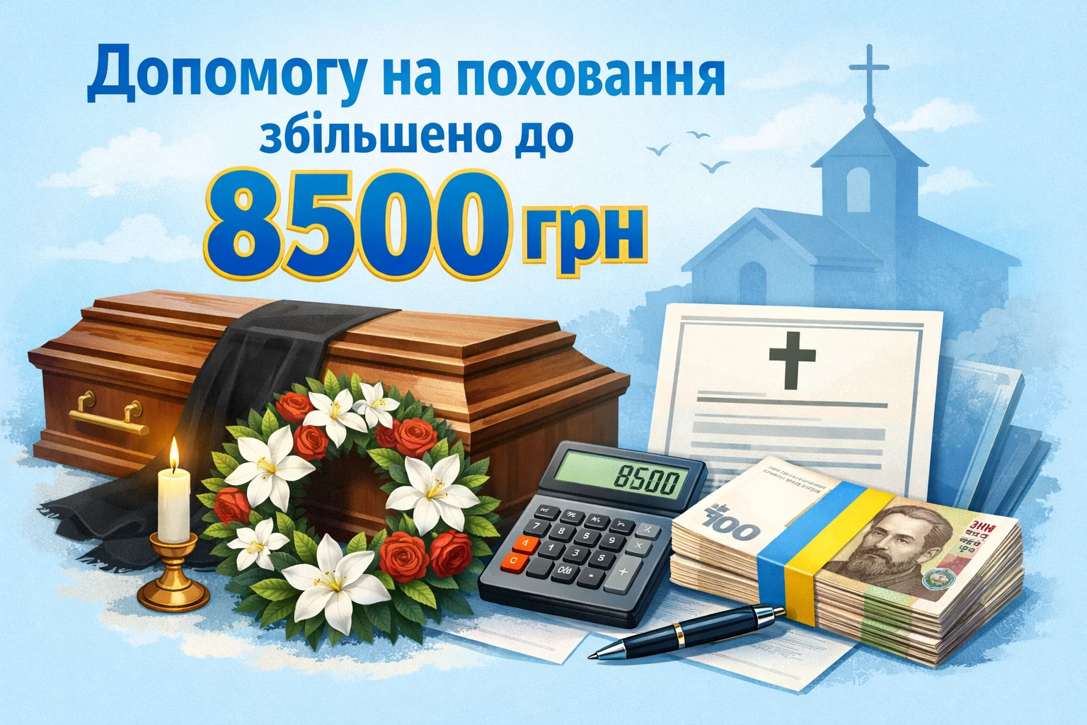Допомогу на поховання збільшено до 8500 грн