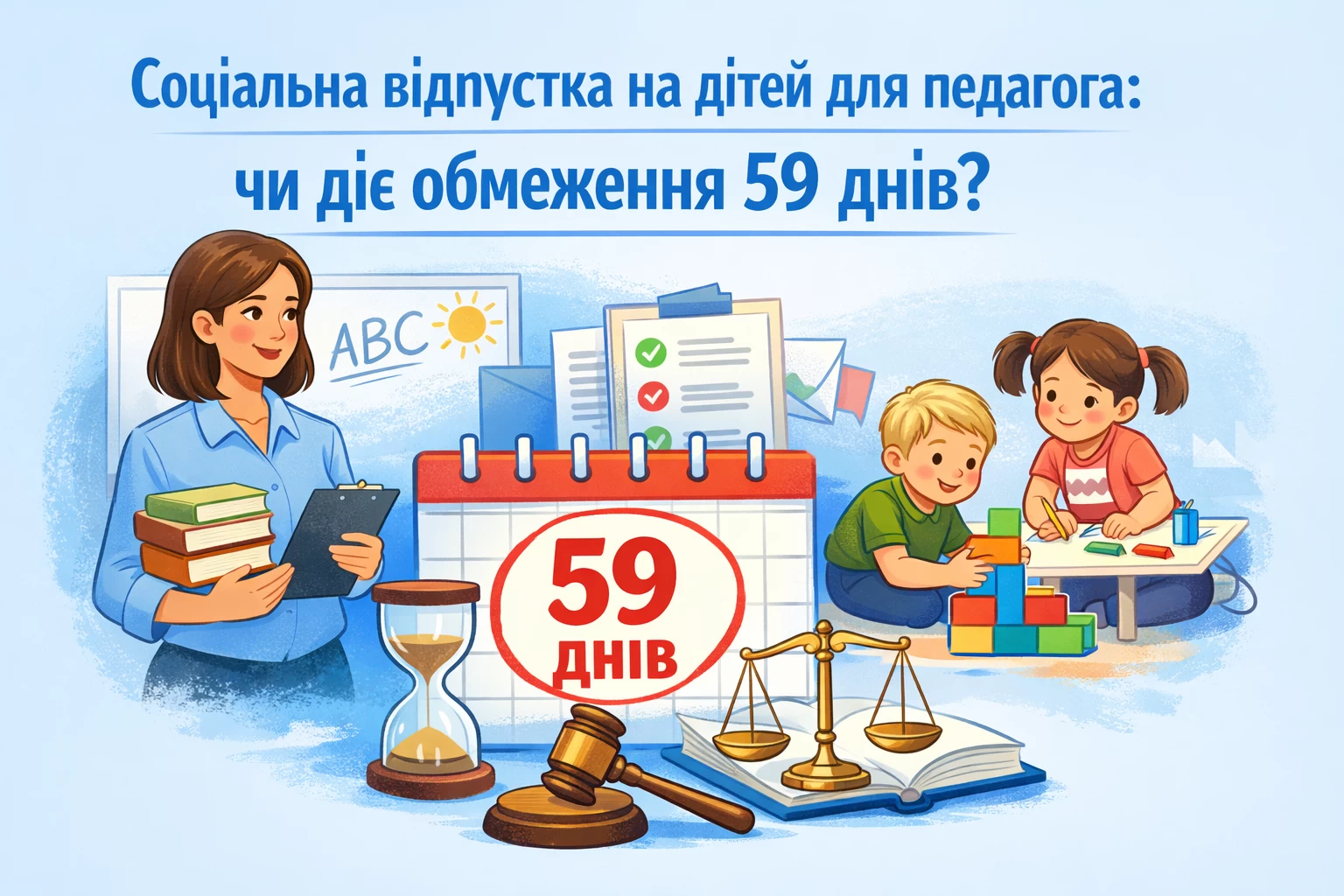 Соціальна відпустка на дітей для педагогічного працівника: чи діє обмеження 59 днів