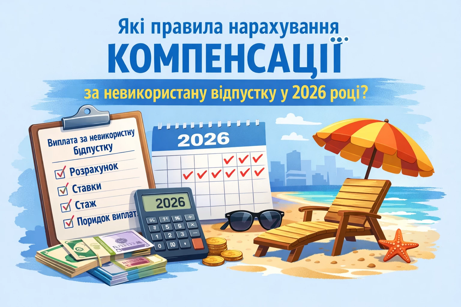 Які правила нарахування компенсації за невикористану відпустку у 2026 році?