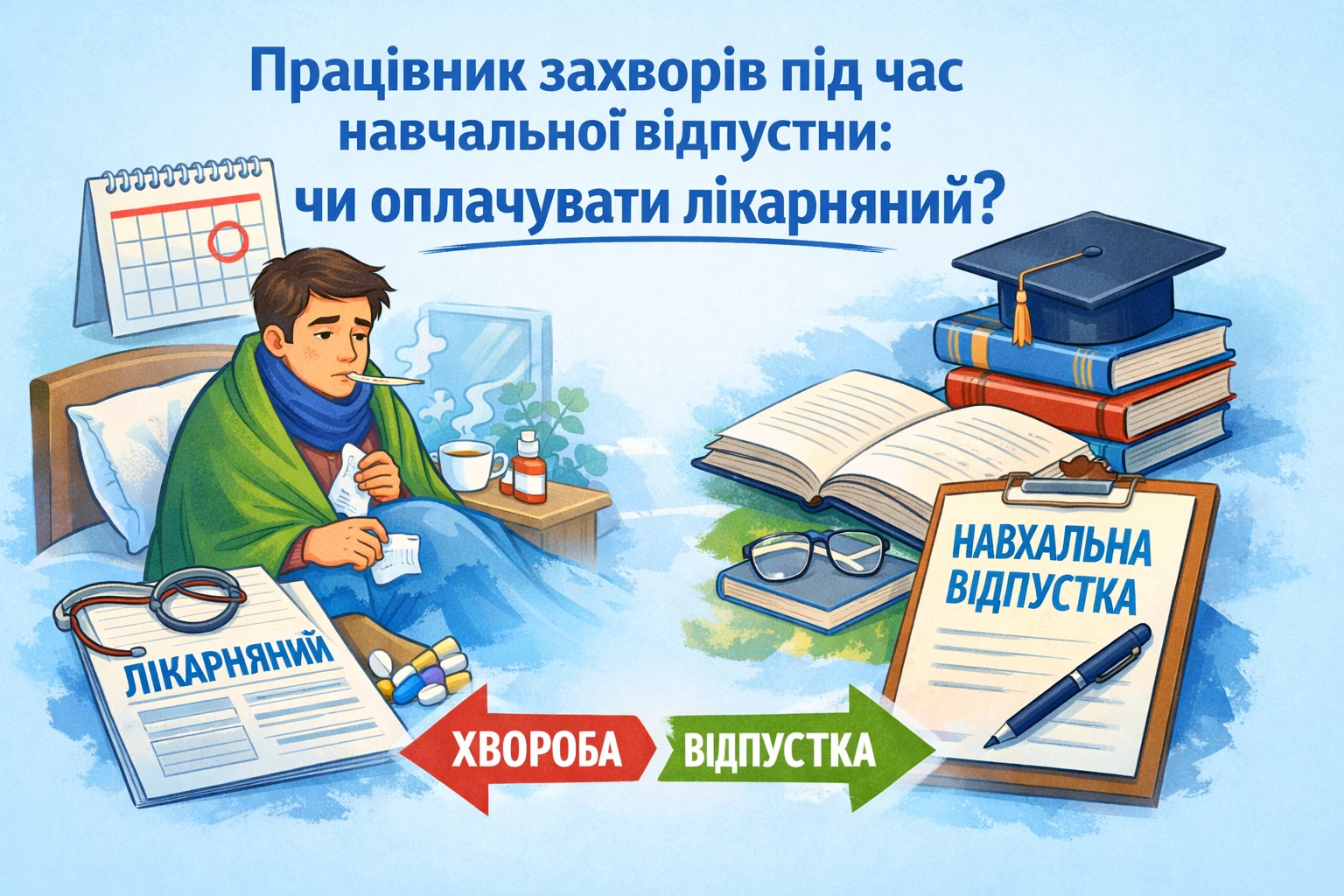 Працівник захворів під час навчальної відпустки: чи оплачувати лікарняний