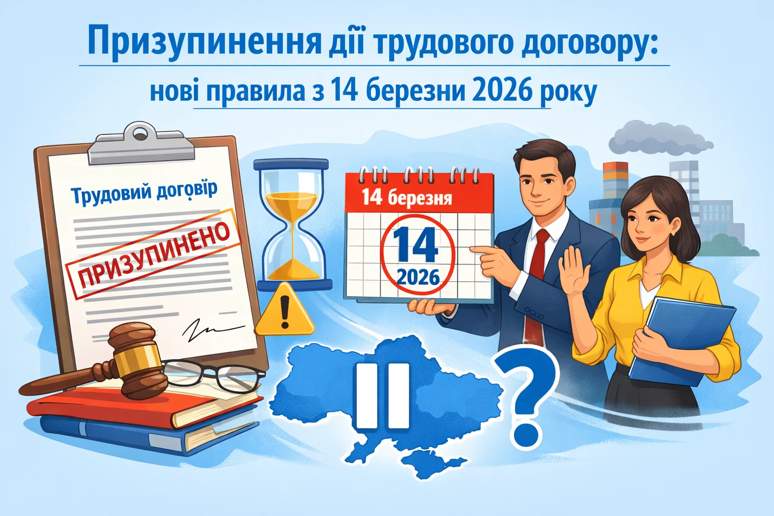 Призупинення дії трудового договору: нові правила з 14 березня 2026 року