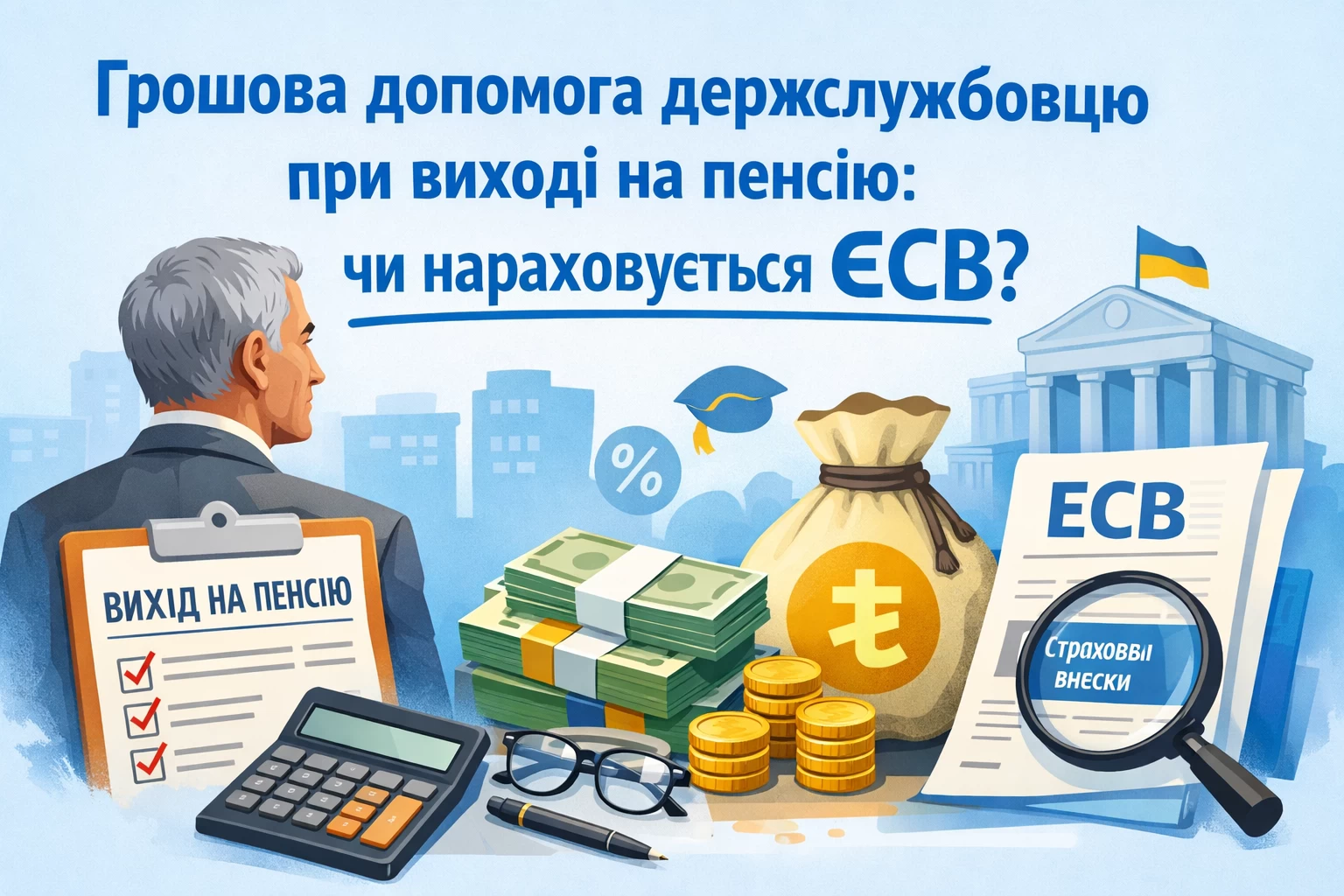 Грошова допомога держслужбовцю при виході на пенсію: чи нараховується ЄСВ