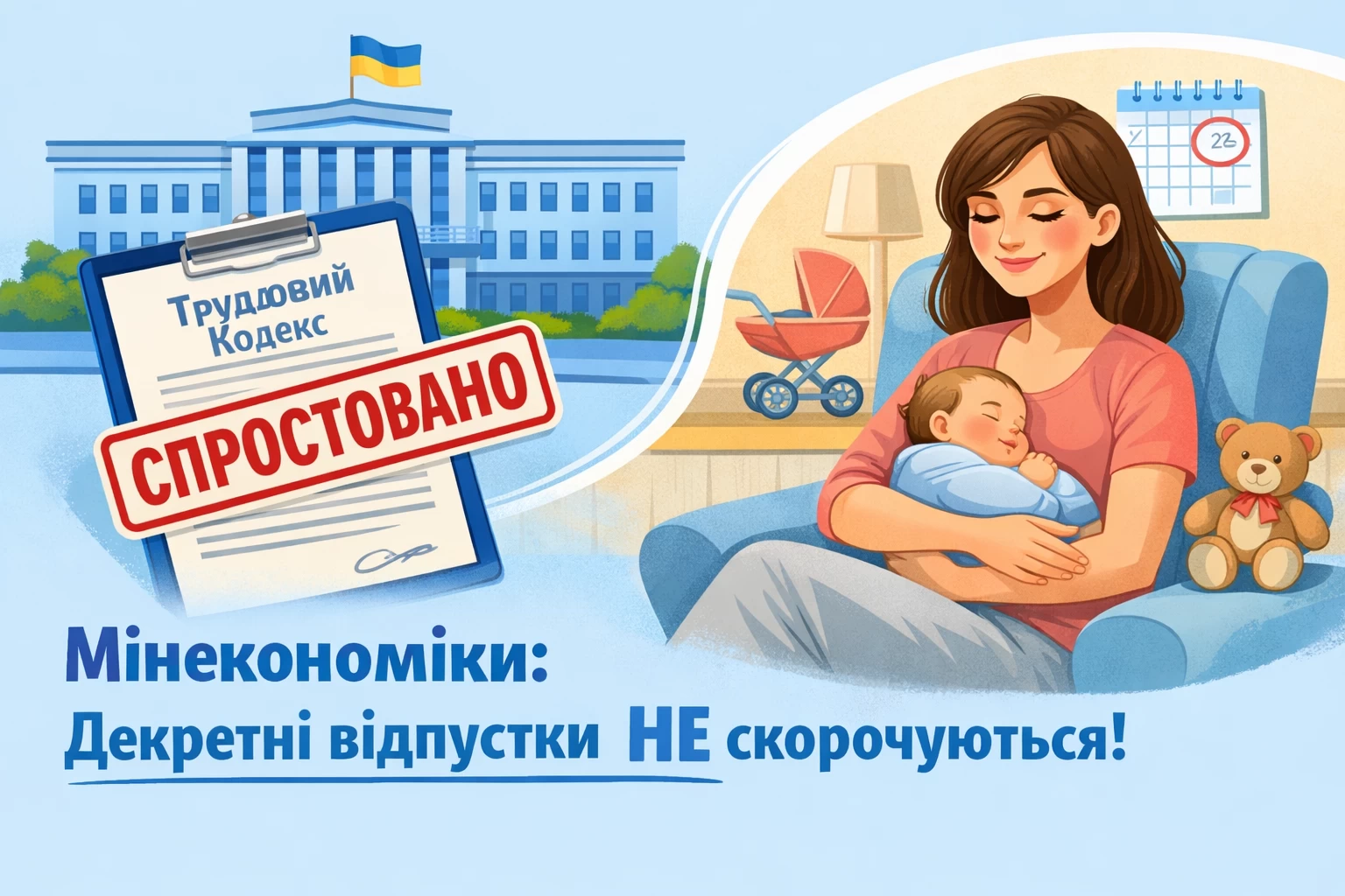 Мінекономіки спростувало інформацію про скорочення «декретної» відпустки у проєкті Трудового кодексу