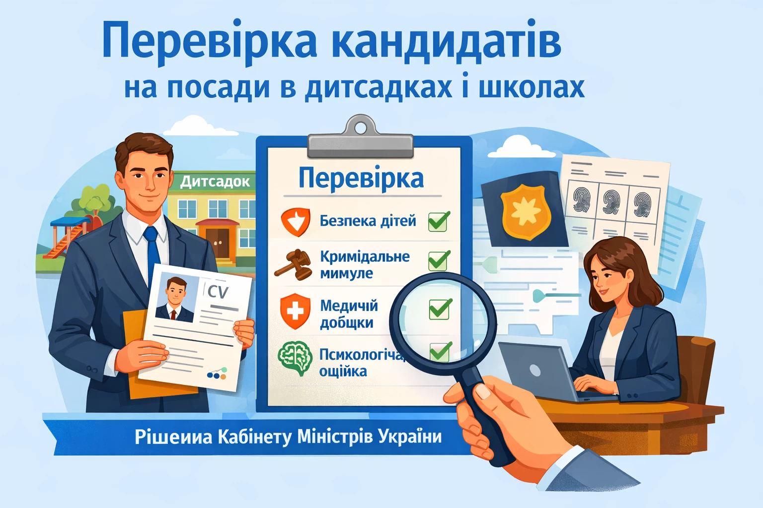 Кабмін затвердив порядок перевірки кандидатів на посади працівників дитсадків і шкіл