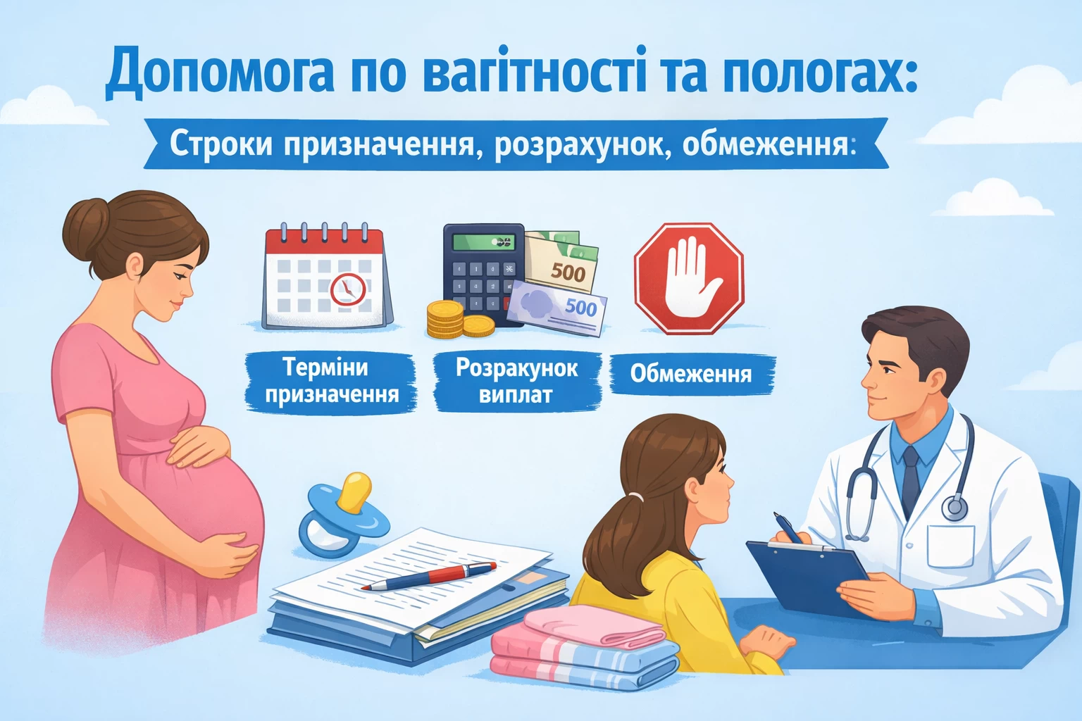 Допомога по вагітності та пологах: строки призначення, розрахунок, обмеження
