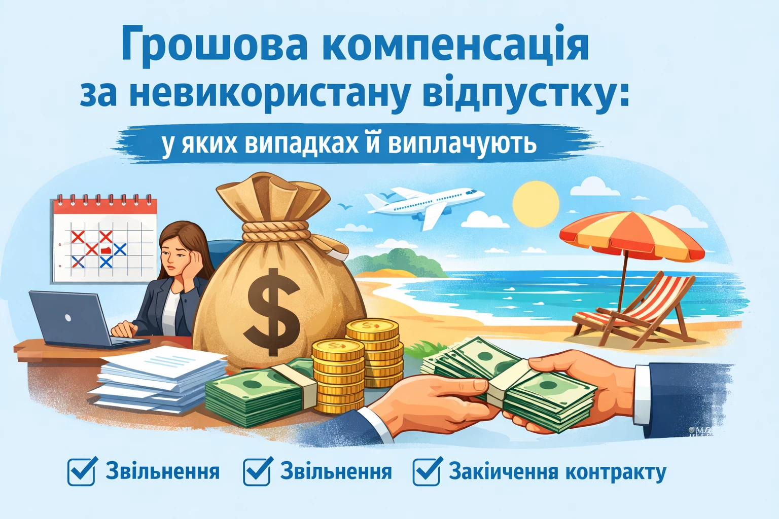 Грошова компенсація за невикористану відпустку: у яких випадках її виплачують