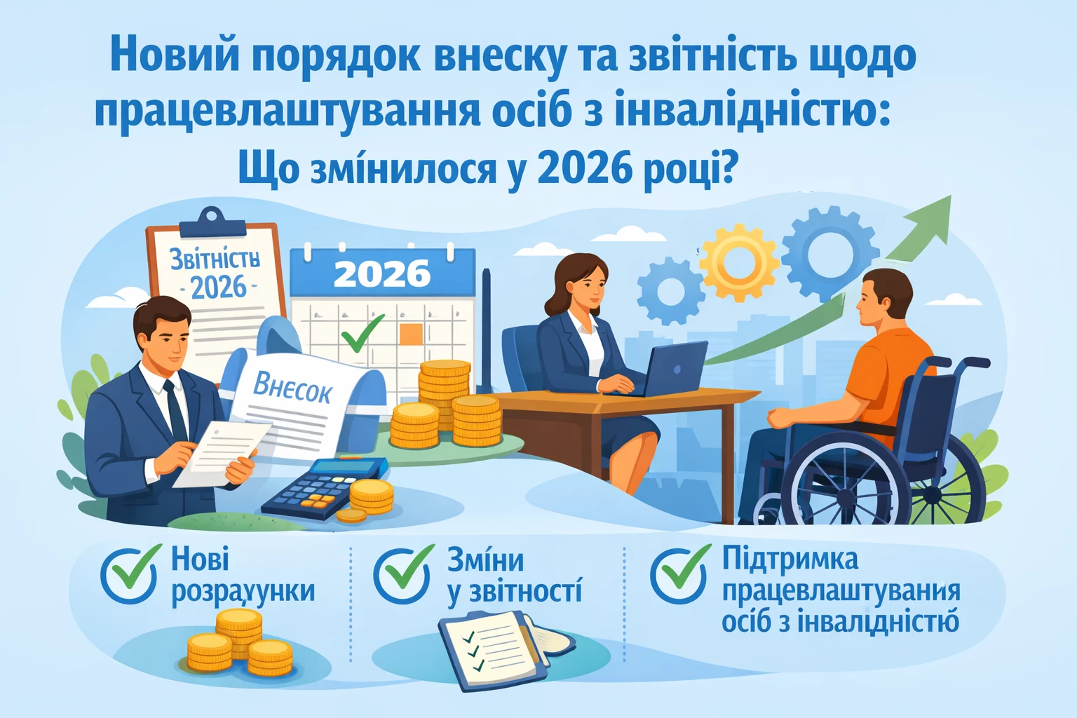 Новий порядок розрахунку внеску та звітність щодо працевлаштування осіб з інвалідністю: що змінилося у 2026 році