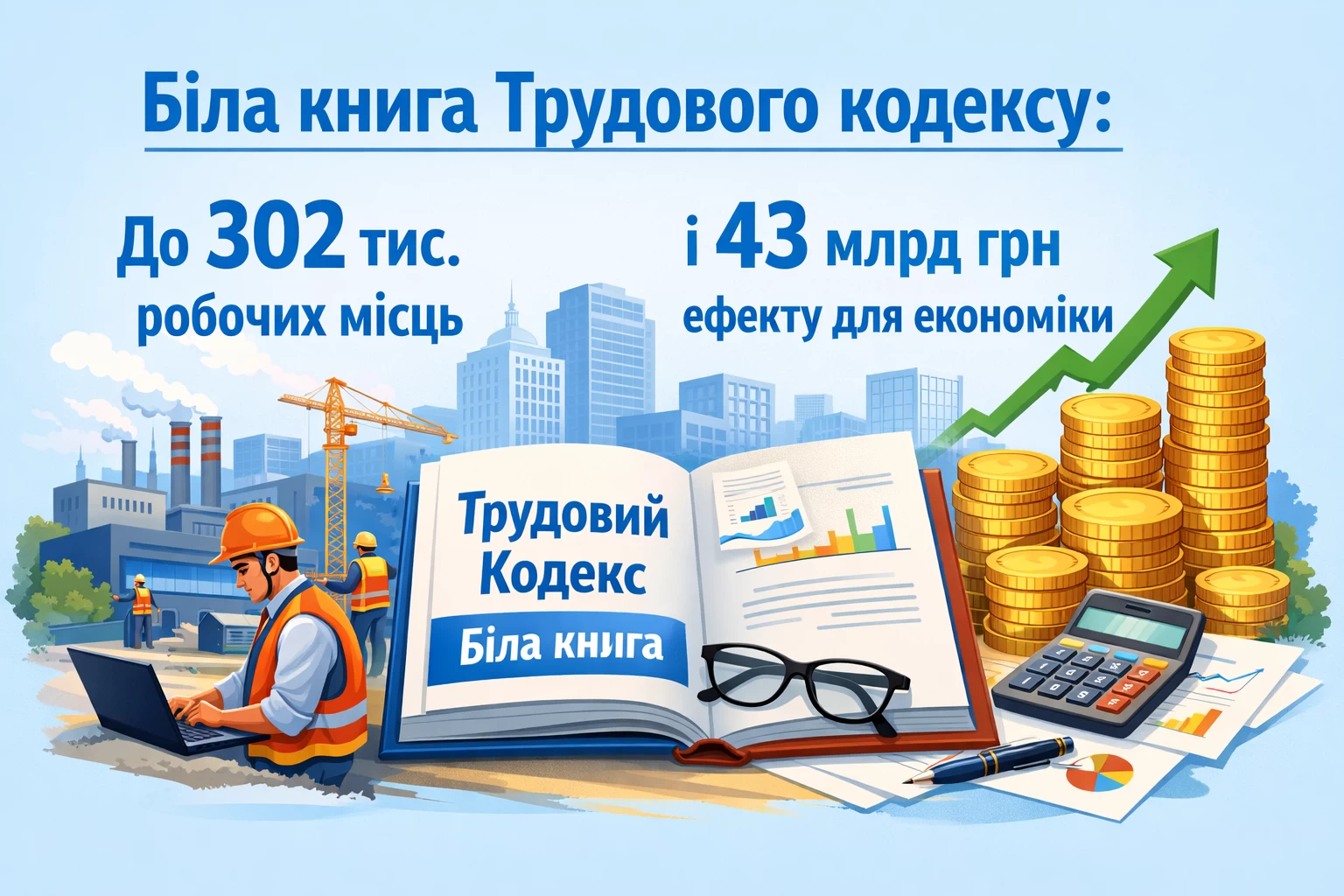 Біла книга Трудового кодексу: до 302 тис. робочих місць і 43 млрд грн ефекту для економіки